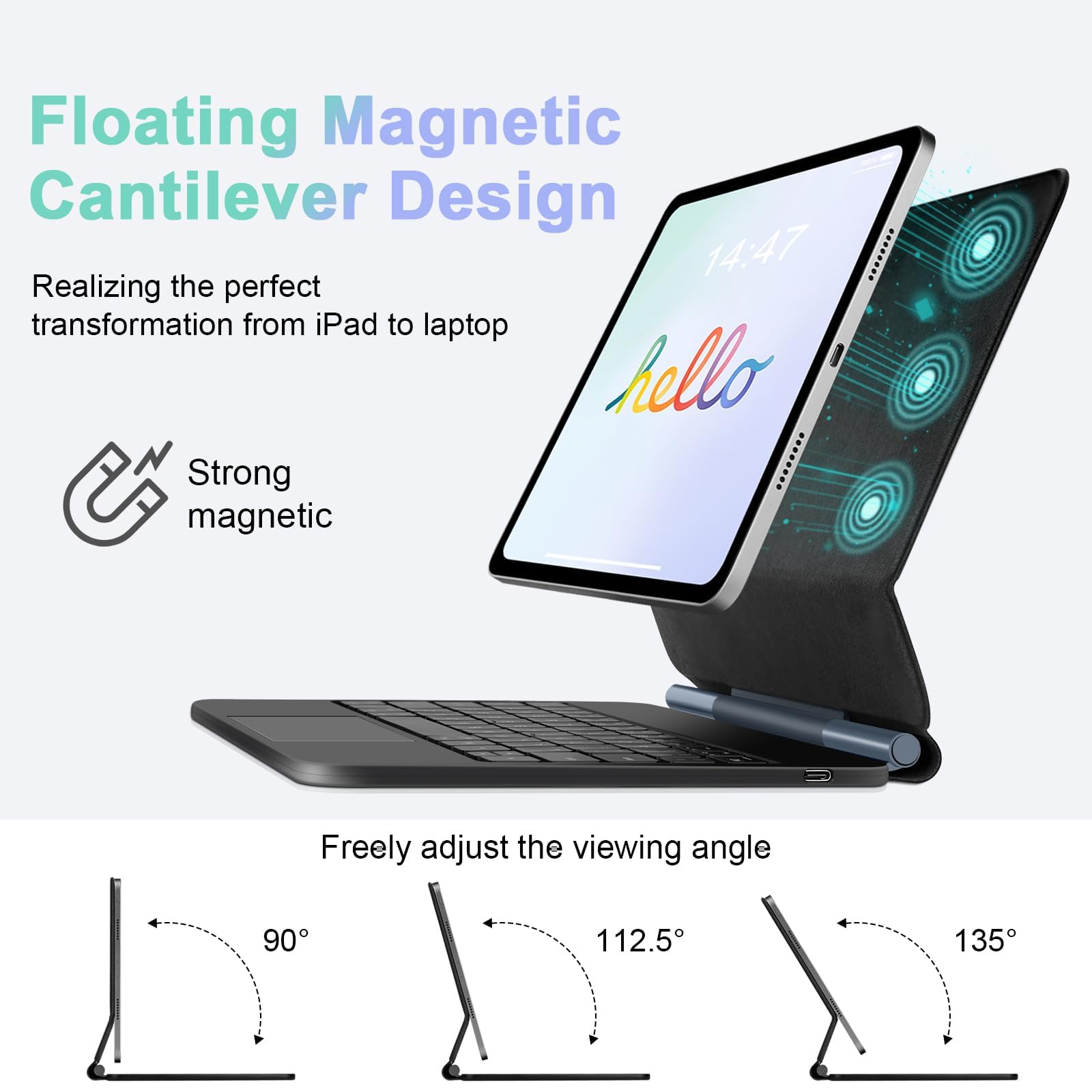 Riwezox Ipad Keyboard Case, Magic Keyboard For Ipad Air 13 Inch (M2) 2024, Case With Keyboard For Ipad Pro 12.9 Inch (6Th, 5Th,