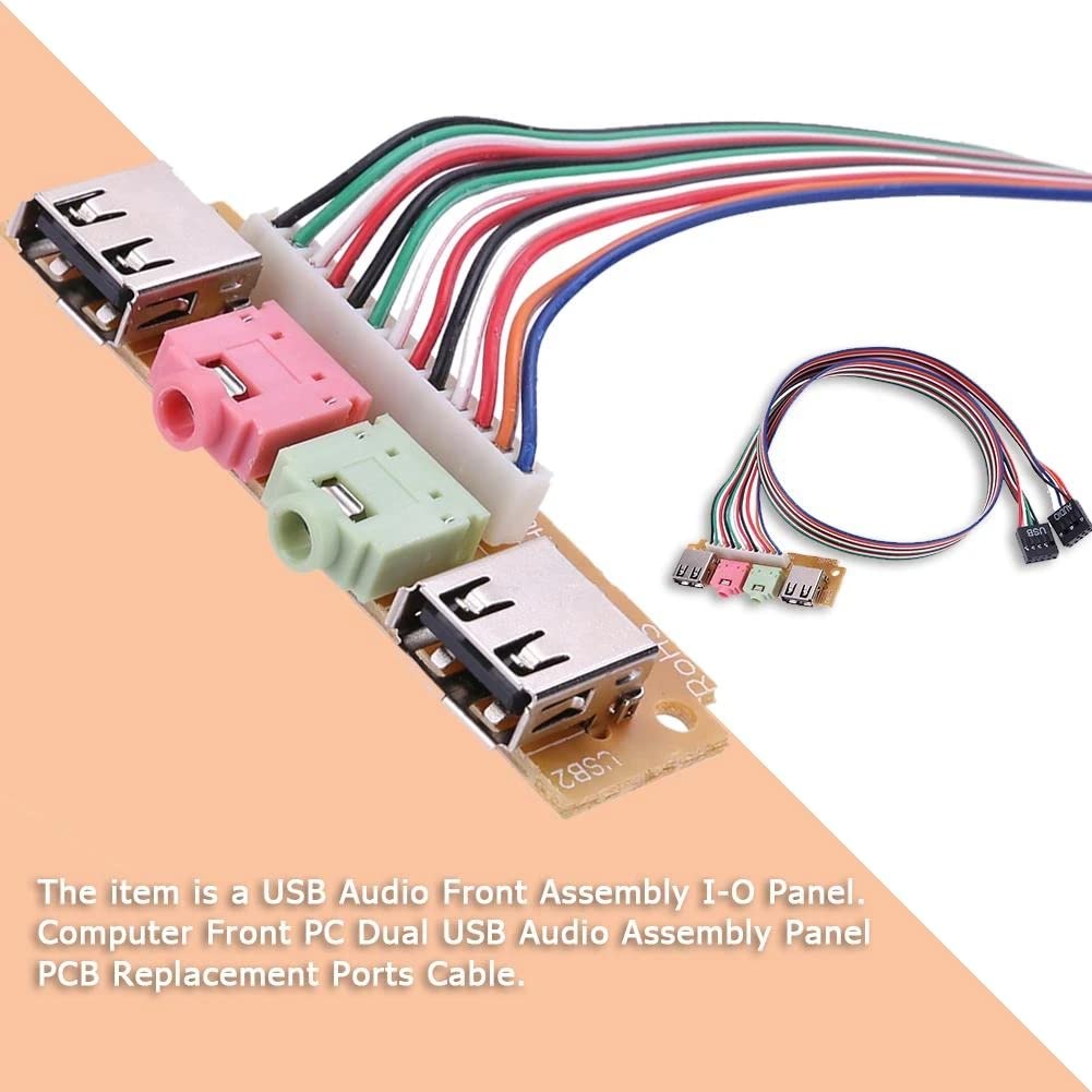 Thtrht 2 Pack Usb + Audio Front Panel Interface Port Pc Computer Chassis Case Desktop Extension Cable 9 Pin Connector For 3.5Mm