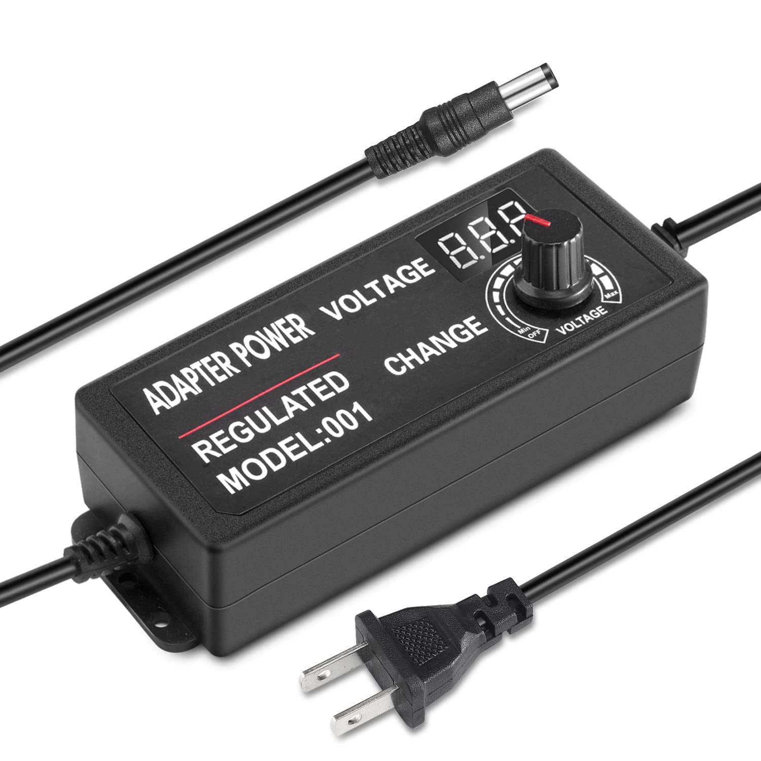 Facmogu 9V 24V 3A 72W Adjustable Power Adapter With Led Display, Multi Voltage 100V 240V Ac To Dc 9V 12V 15V 16V 18V 19V 20V Universal Ac/Dc Variable Power Supply, Various Voltage Ac To Dc Converter