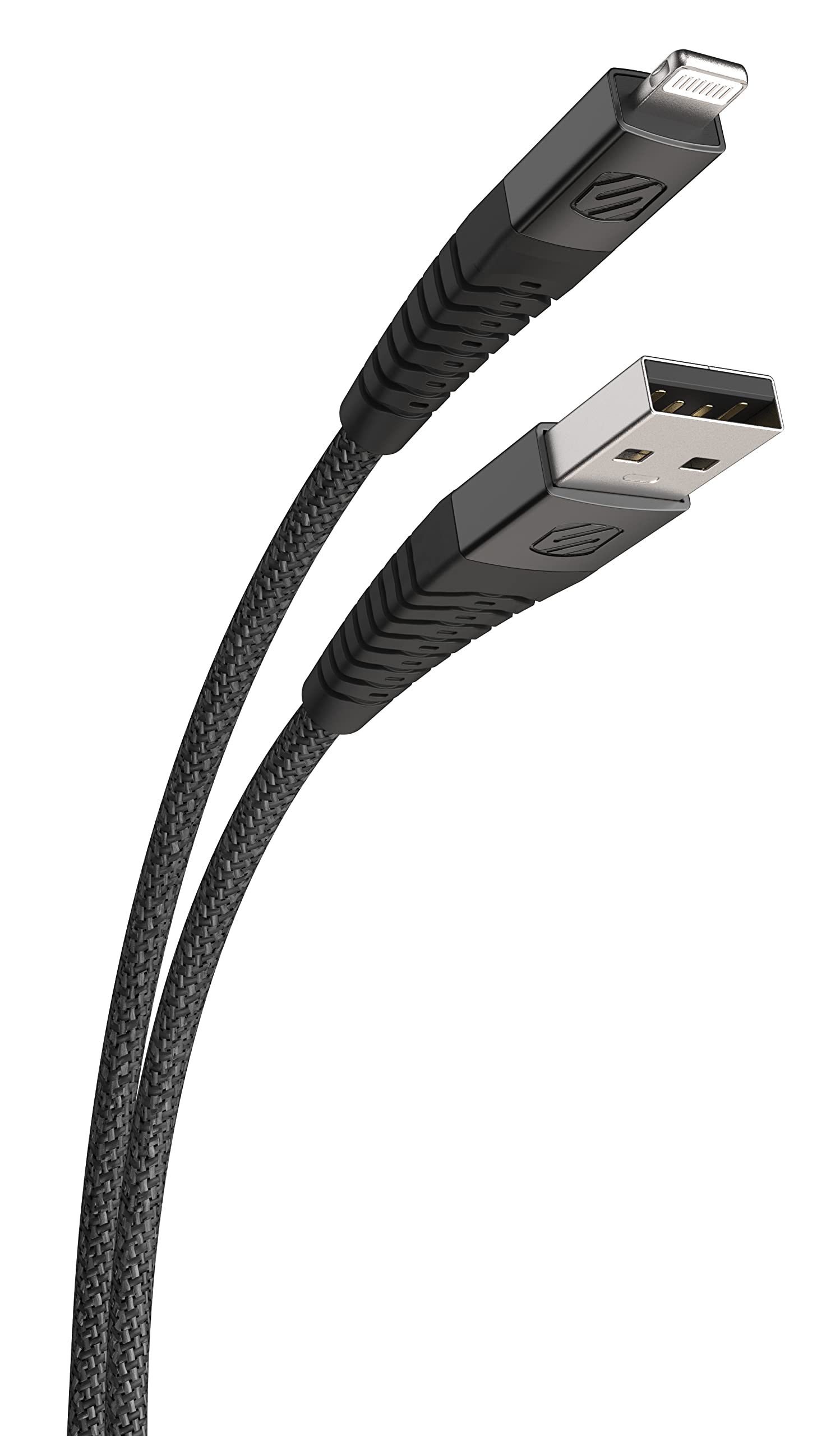 Scosche HDi3B10SG SP Strikeline Heavy Duty Premium USB to MFi Certified Lightning Charge & Sync Braided Cable 10 ft. Black/Space Gray