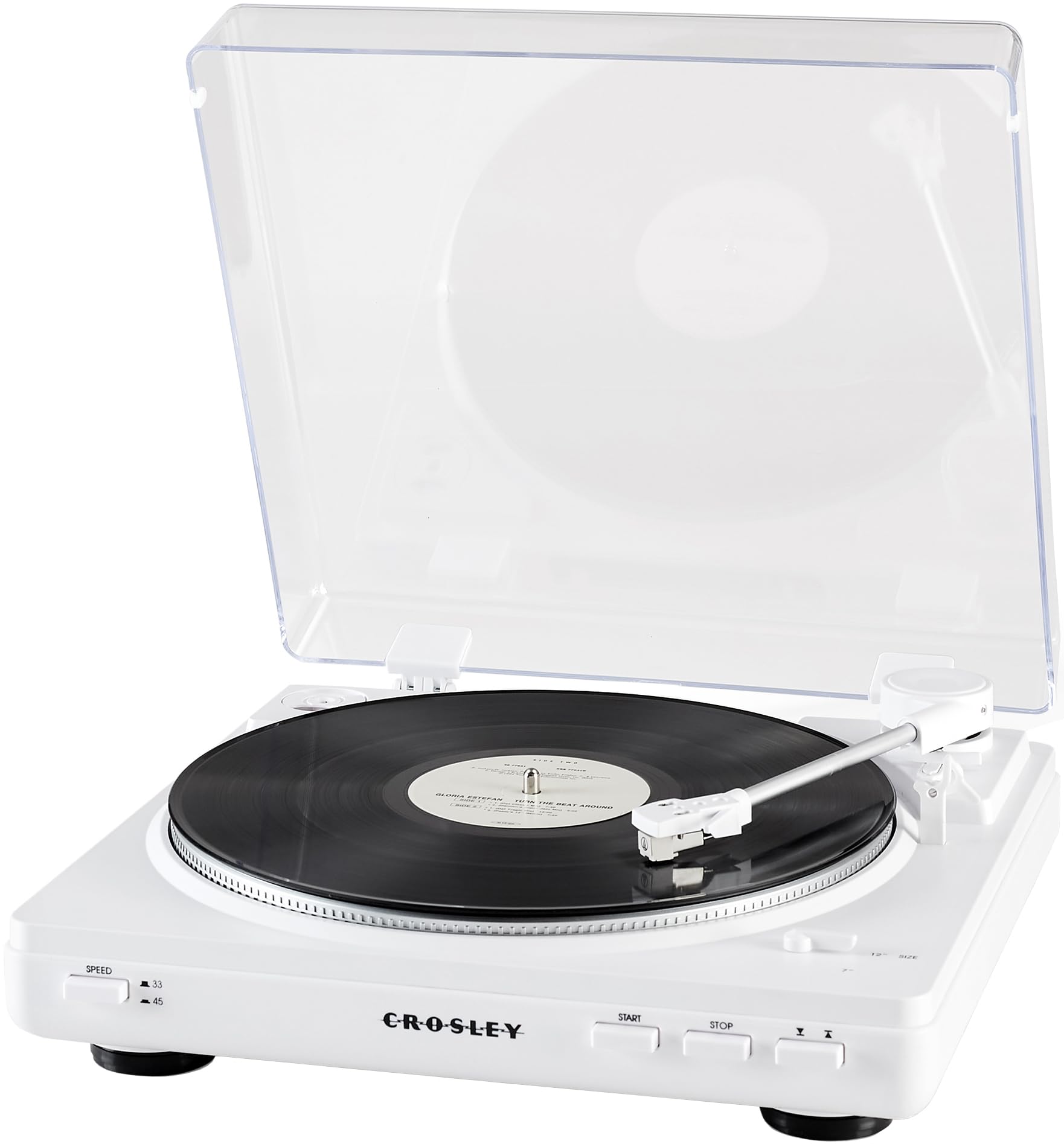Crosley T400D-Wh Fully Automatic Bluetooth 2-Speed Turntable Record Player With Built-In Preamp, White
