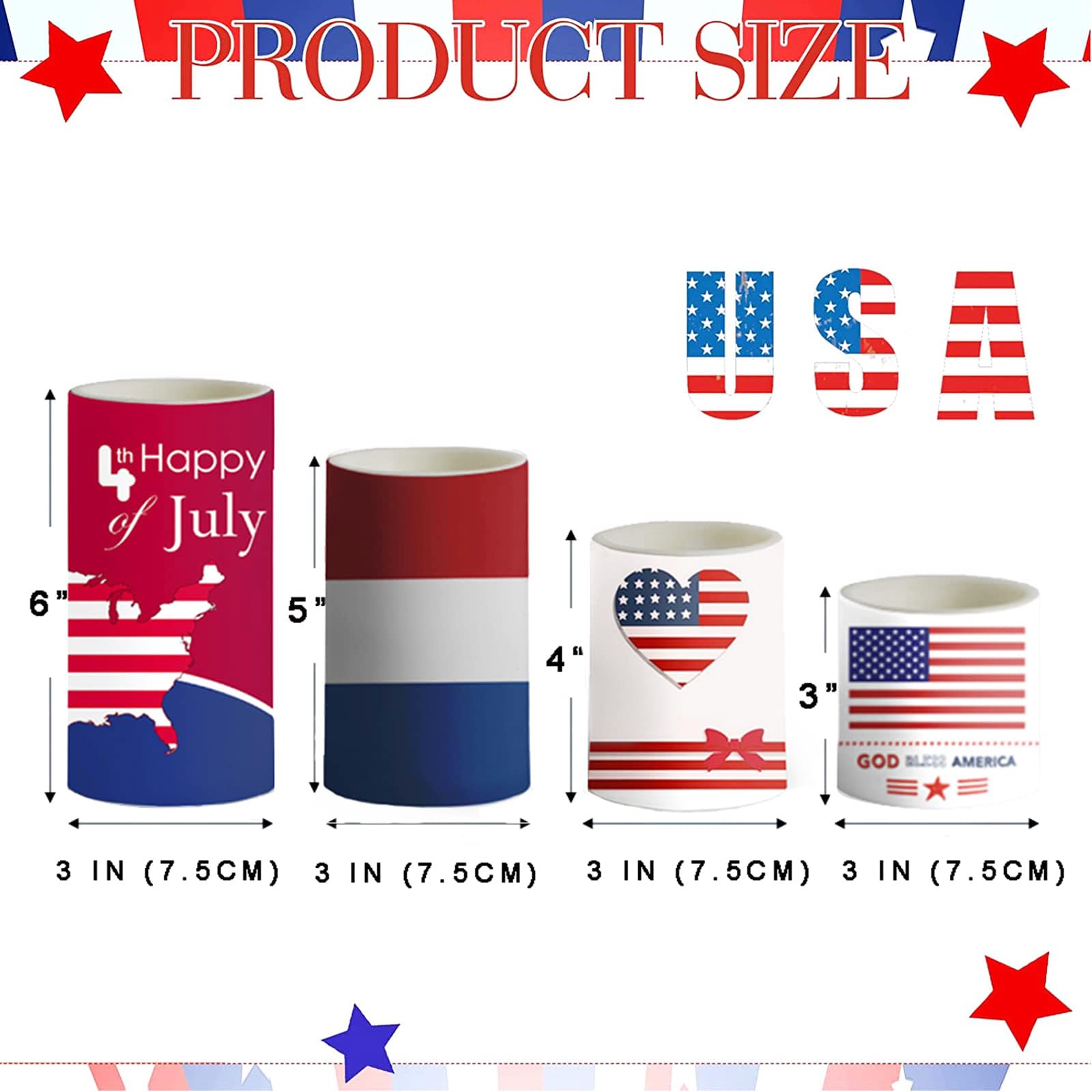 Aulaygo 4Th Of July Candles With Timer Remote Control Red White And Blue Candles Battery Operated Set Of 4 For Independence Day