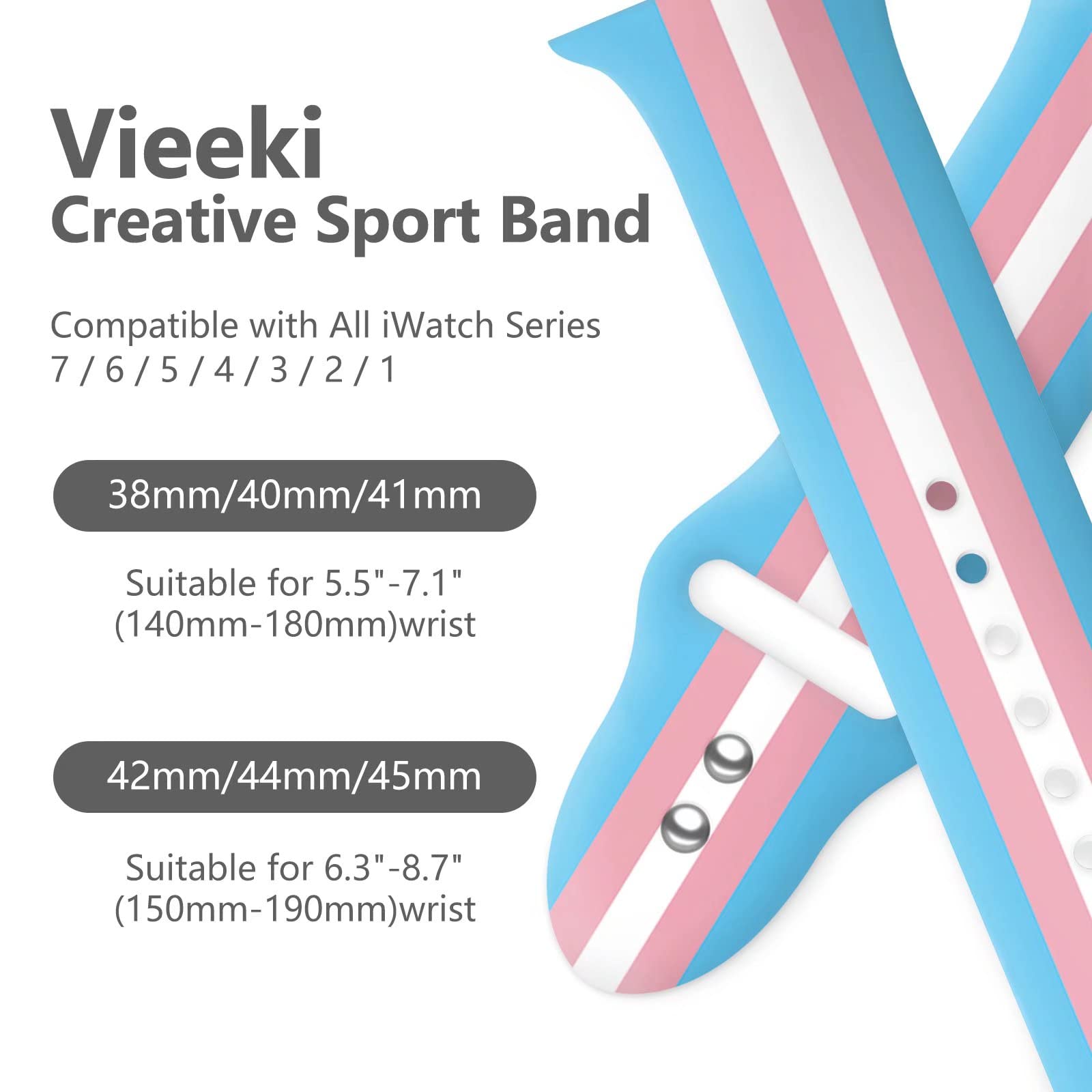 Trans Lgbtq Ts Pride Watch Band Compatible With Apple Watch 38Mm 40Mm 41Mm Women Men Replaceable Silicone Smartwatch Straps For