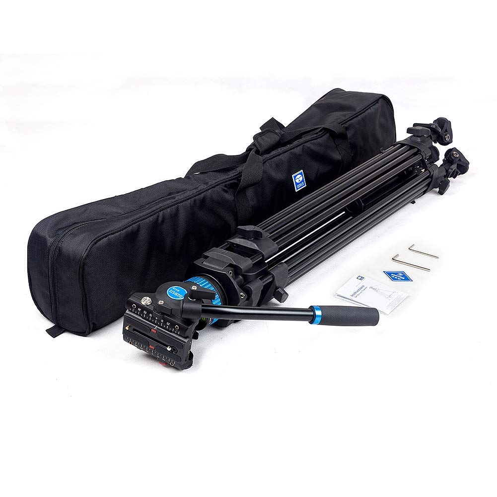 Sirui Video Tripod Sh 25, Professional Broadcast Tripod With Fluid Head For Cameras, Universal Platform And Handle For Tilting And Panning, 22.0Lb Load Capacity