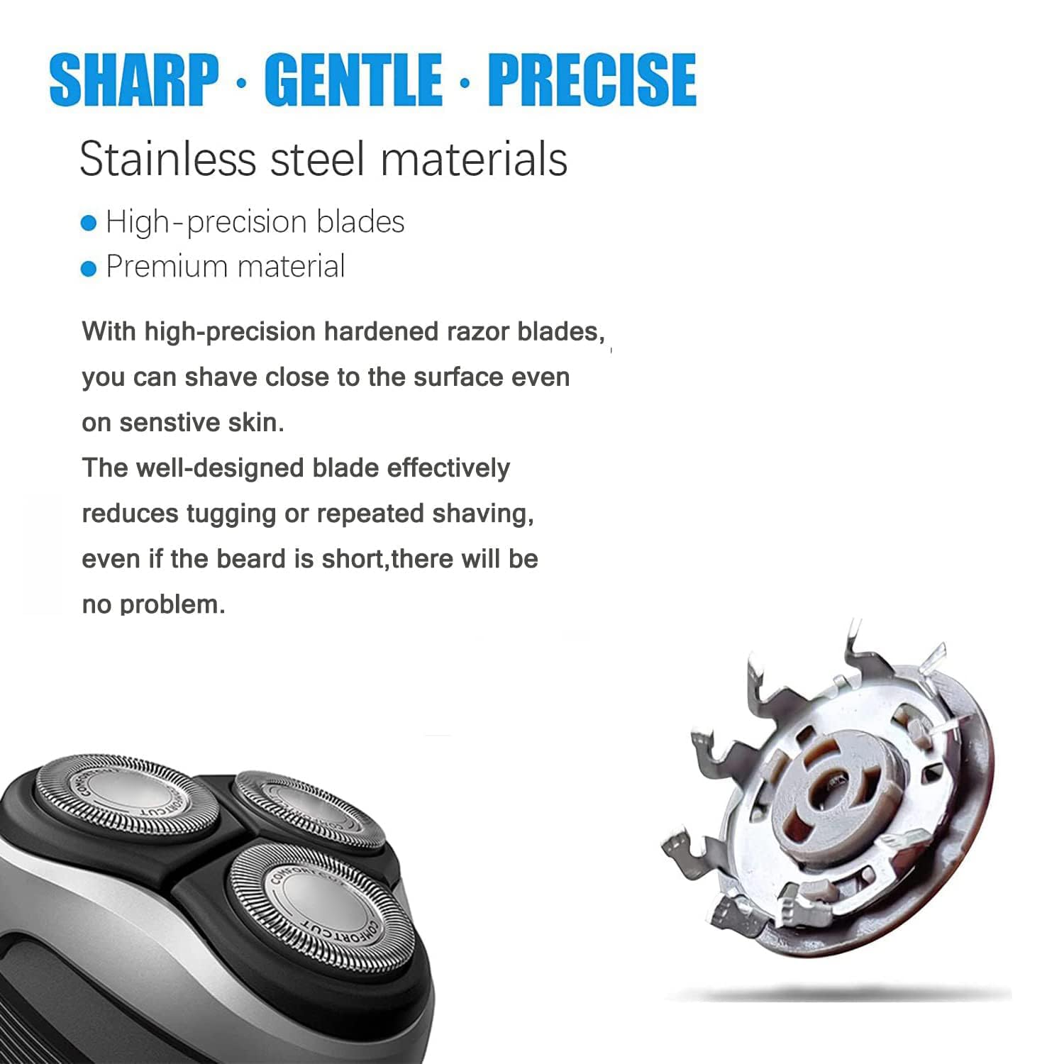 Tomorrow will be better SH30 Replacement Heads for Philips Norelco 3000 Series - 7 Piece Set with Brushes, Silver Blades Upgrade