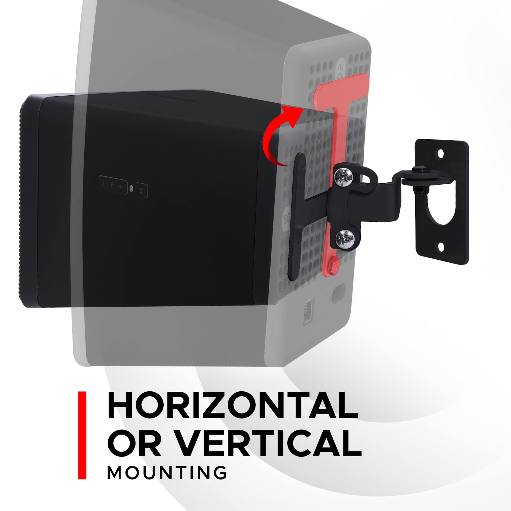 Play 3 Wall Mount Black Pair, Compatible With Sonos Play:3 Only, Twin Pack, Adjustable Swivel & Tilt Mechanism, 2 Mounting Brack