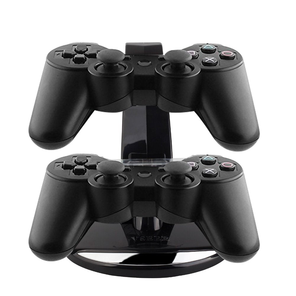 Vseer Ps3 Controller Charger, Dual Console Charger Charging Docking Station Stand For Ps3 With Led Indicators, Black