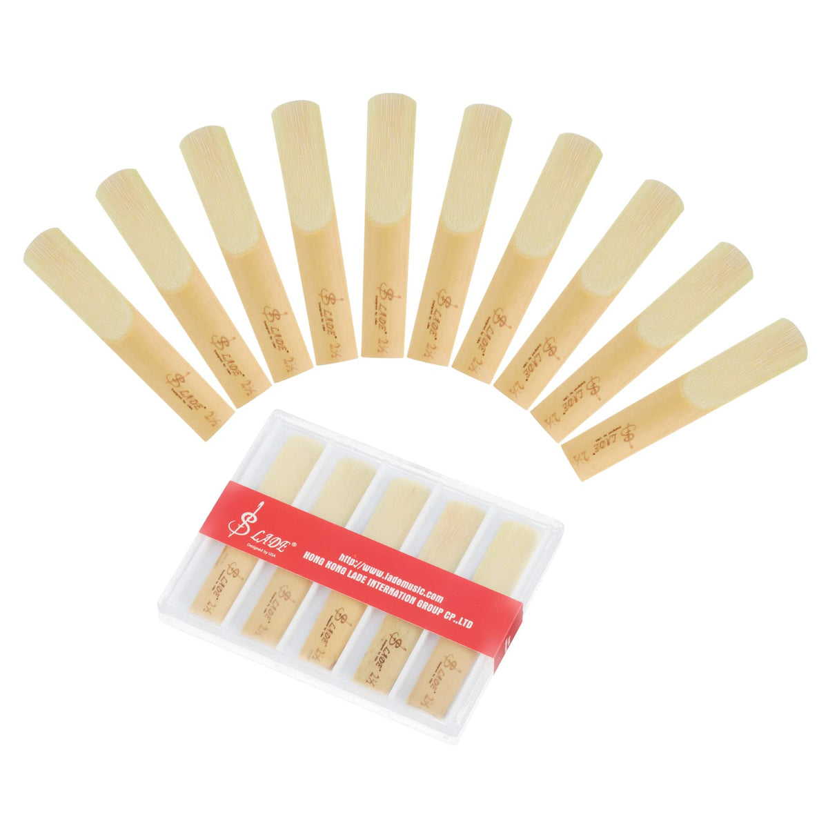 Clarinet Reed 2.5, Bb Clarinet Reeds Strength 2.5 With Plastic Case, 2.5 Clarinet Reeds, Pack Of 10
