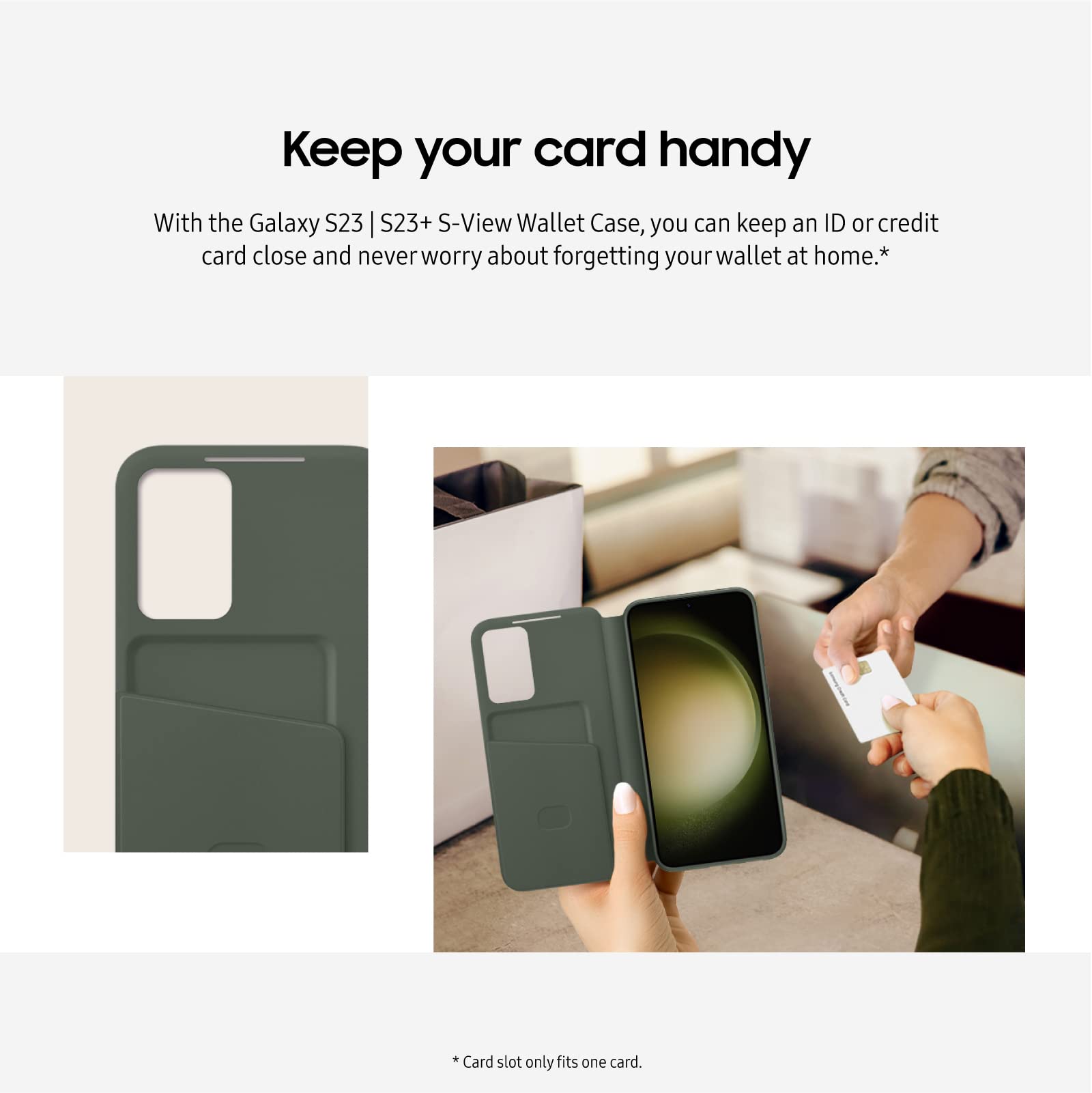 Samsung Galaxy S23 S-View Wallet Phone Case, Protective Cover W/Card Holder Slot, Finger Tap Clear Window, Us Version, Ef-Zs911C