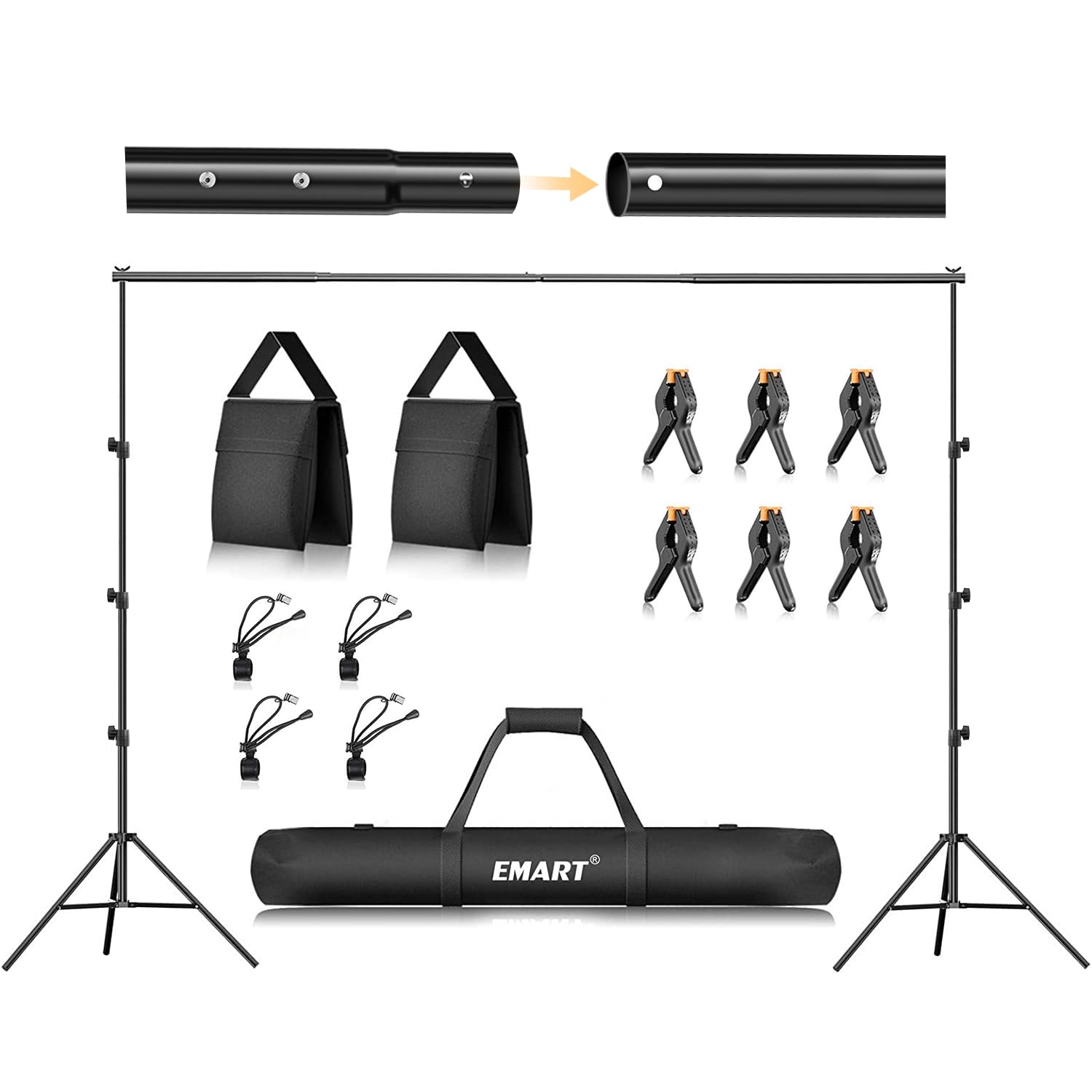 Emart Photo Backdrop Stand Kit, 8.5 X 10 Ft Back Drop Adjustable Frame For Photography, Photoshoot Banner Background Support Holder For Parties Dectoration