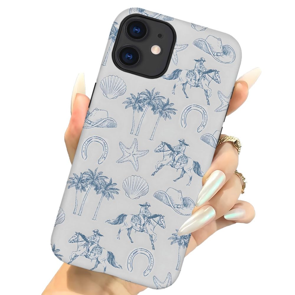 Generic Case For Iphone 11 - [Drop Protection Phone Cover] - Hybrid Case For Girl Women - Coastal Beach Horse West