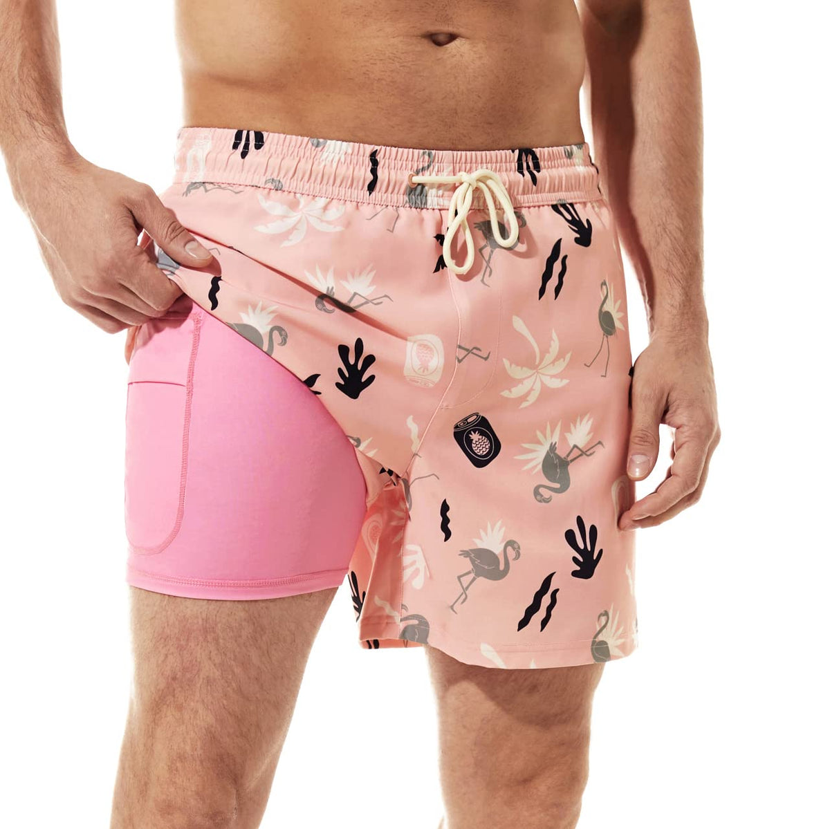 Brisira Mens Swim Trunks Quick Dry Swim Shorts 5 Inch Inseam Stretch Water Beach Shorts With Compression Liner Zipper Pocket Pin