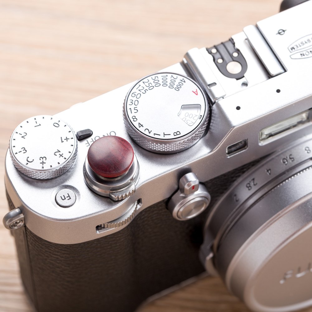 Vko Wood Soft Shutter Release Button,Delicate Camera Shutter Button 12Mm Convex Surface Red 1 Pcs (Wood Grain Random)