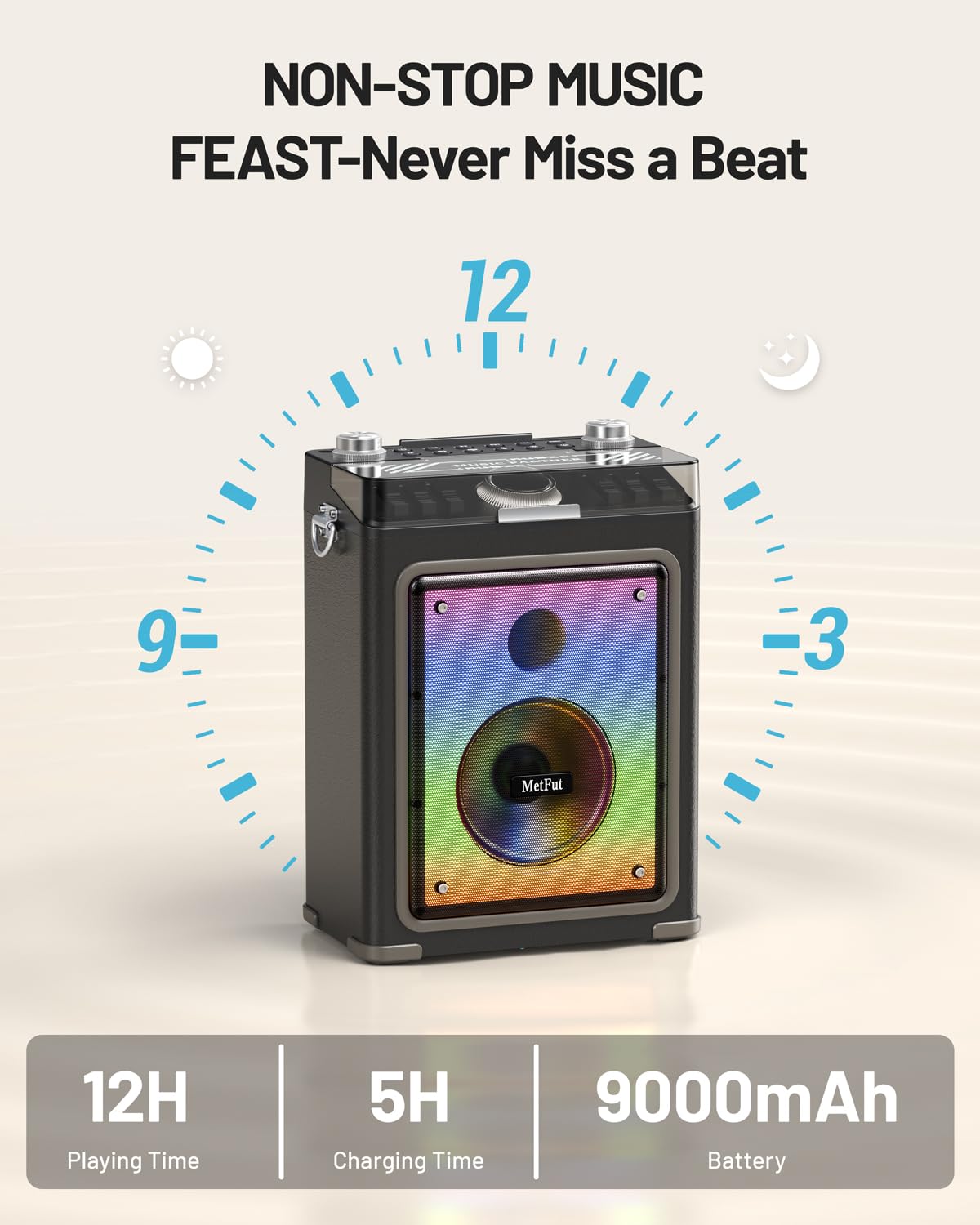 Metfut Professional Karaoke Machine For Adults With Bluetooth 5.3, 2 Wireless Mics, Portable Wooden Speaker Pa System With Bass/