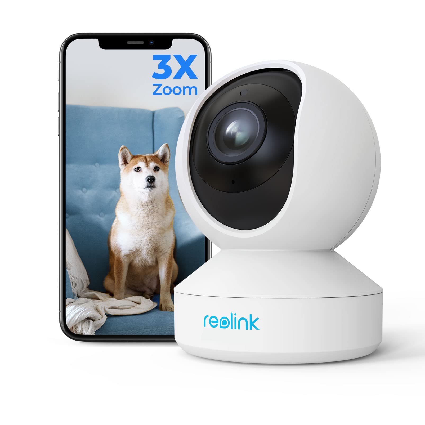Reolink 5Mp Indoor Security Camera, 5Ghz Wifi Camera, E1 Zoom Plug In Pet Camera, 360 Degree Baby/Dog Monitor With 3X Optical Zo