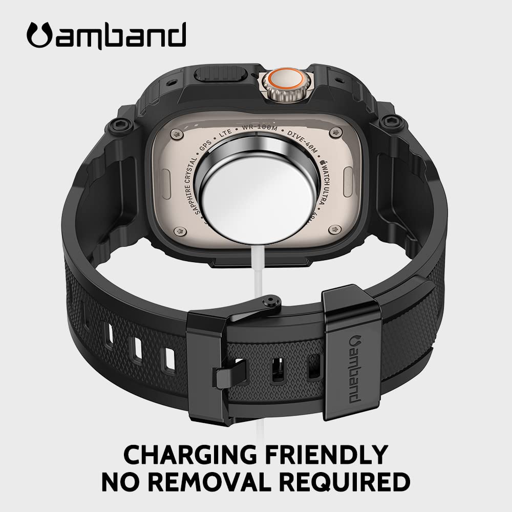 Amband Bands Case Screen Protector Compatible With Apple Watch Ultra 2/1 49Mm, M1 Sport Series Rugged Cover Strap And 9H Tempere