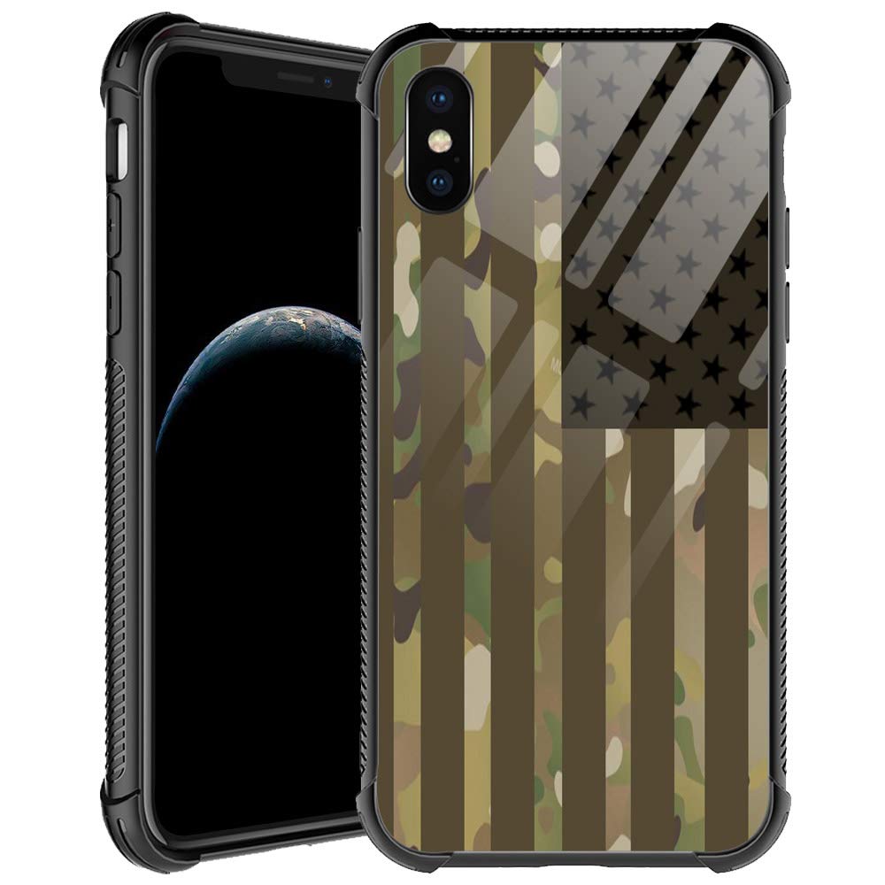 Iphone Xs Max Case,Green Camouflage Usa Flag Iphone Xs Max Cases For Men Boys,Shockproof Anti Scratch Soft Tpu Pattern Design Ca