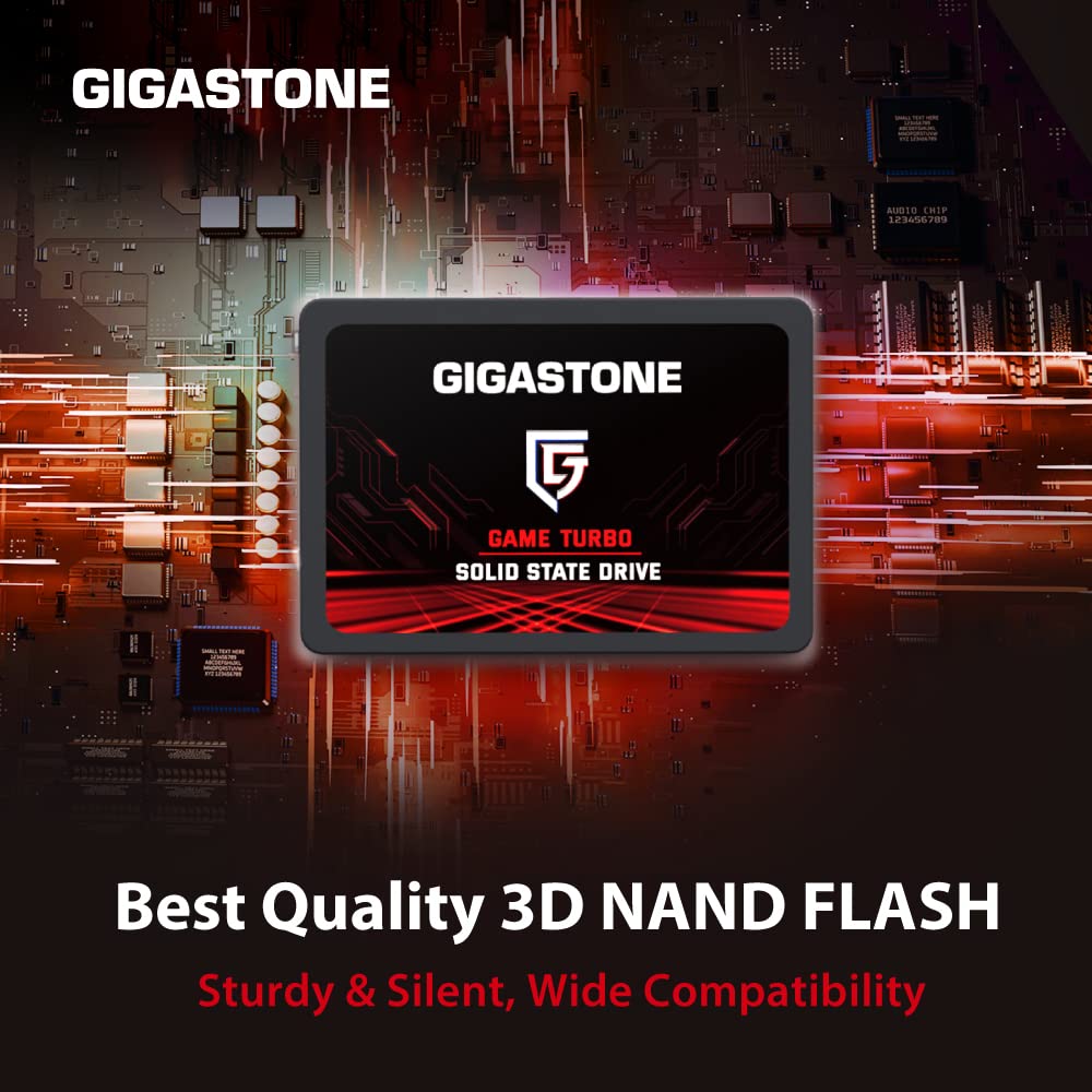 Gigastone SATA SSD 512GB (2 Pack) 2.5 inch SSD 550MB/s Upgrade Laptop PC Memory and Storage PS4 HDD Replacement 2.5' Internal Solid State Hard Drives SATA III SLC Cache 3D NAND Game Turbo Performance