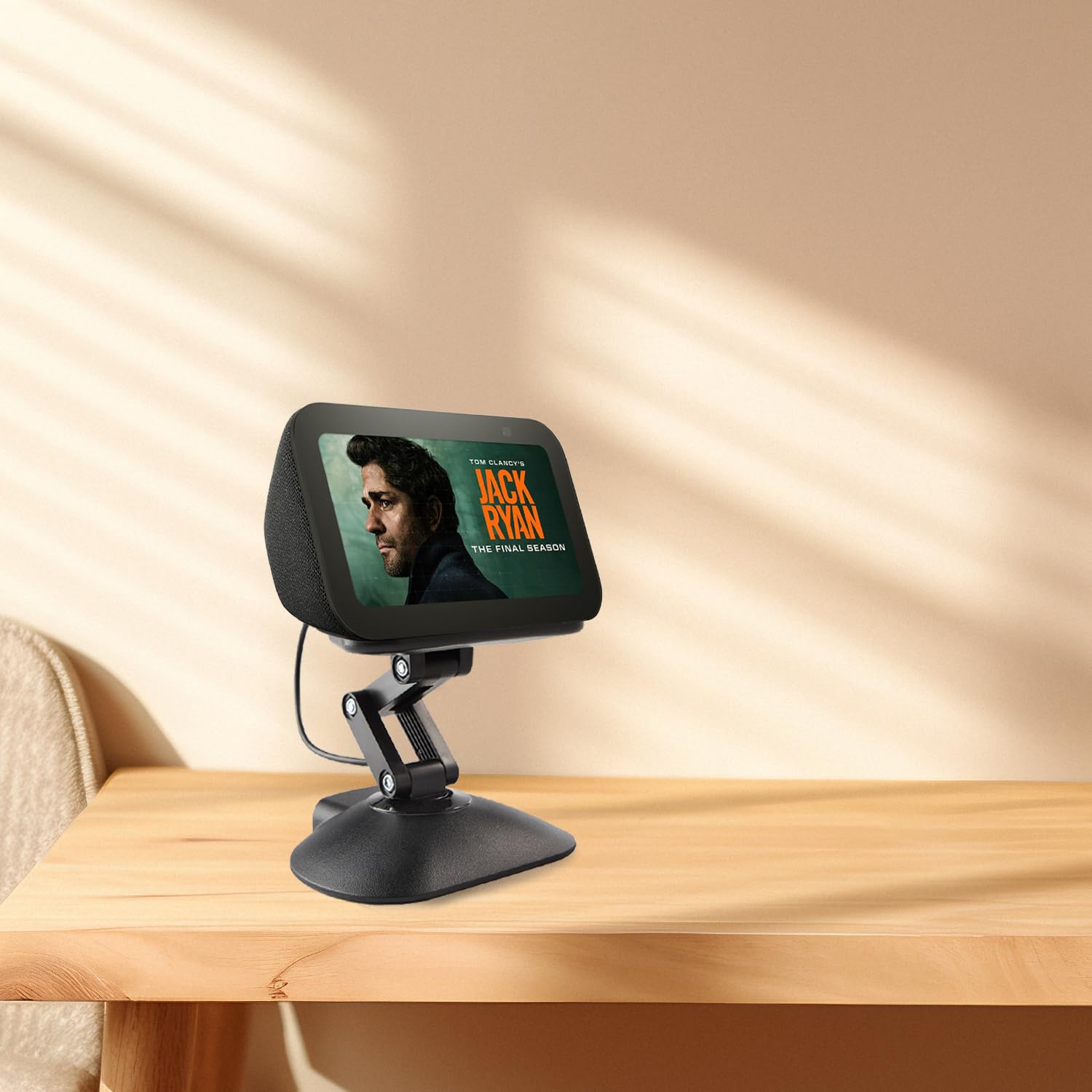 Dianves Adjustable Height Stand for Echo Show 5, Black, Aluminum, USB-C Charging Port, Tilt + Swivel Design