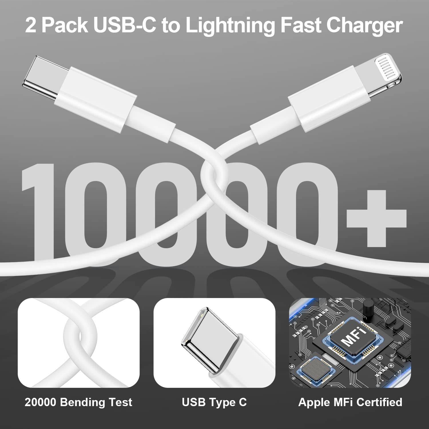 2 Pack 10 Feet Usb C To Lightning Cable [Apple Mfi Certified],Type C Fast Charger Cable 10Ft For Iphone 14 13 12 11 Pro/Pro/Max/