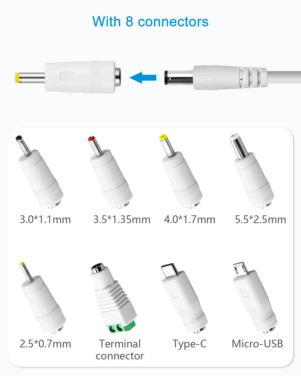 Alitove 5V 1A Power Supply 5 Volt 1A 5W Universal Ac/Dc Adapter 100 240V Ac To Dc 5V Power Cord Converter With 8 Tips 5.5X2.5Mm