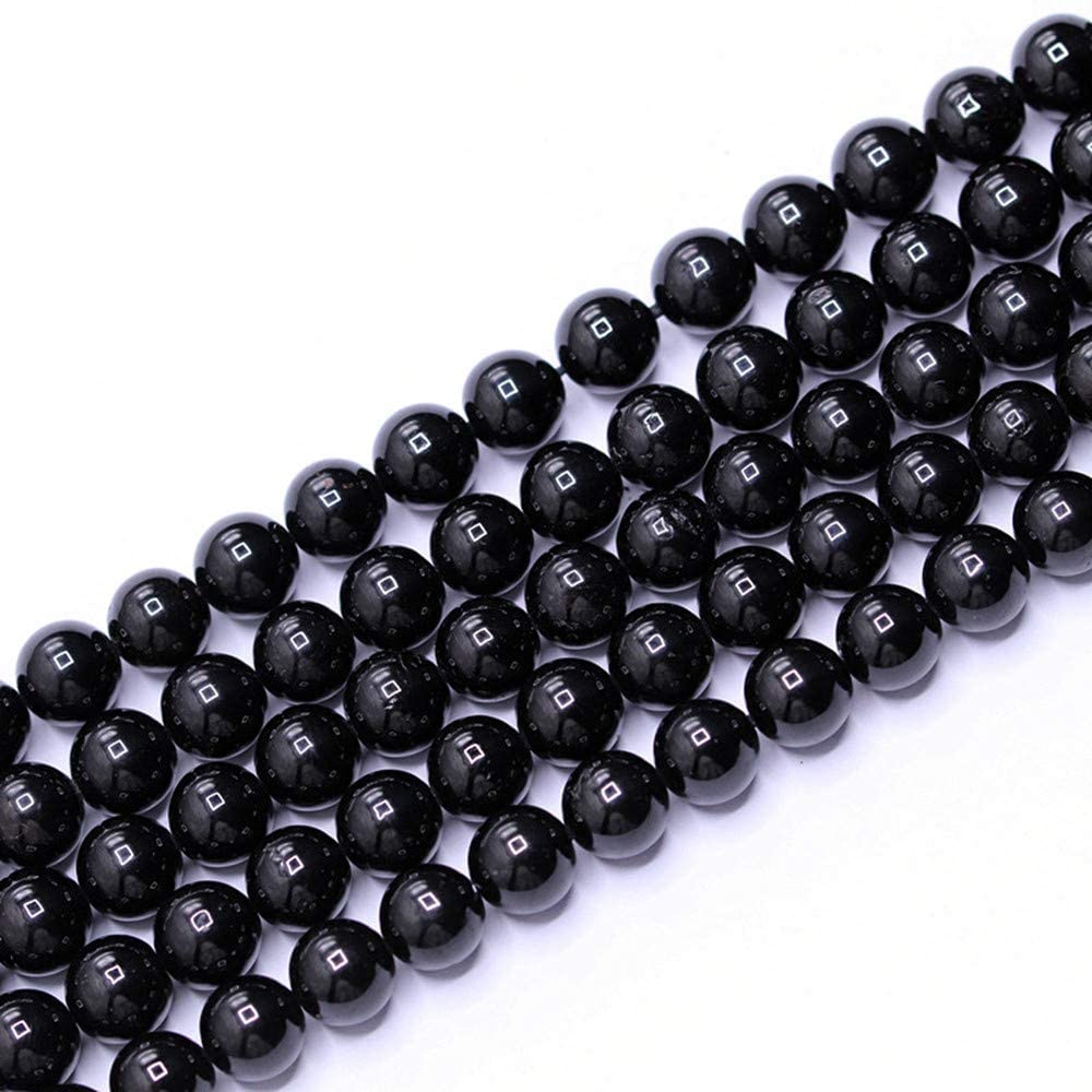 Pltbeads Natural Gemstone Loose Beads Smooth Round Approxi 15 Inch Diy Bracelet Necklace For Jewelry Making (8Mm, Black Tourmali