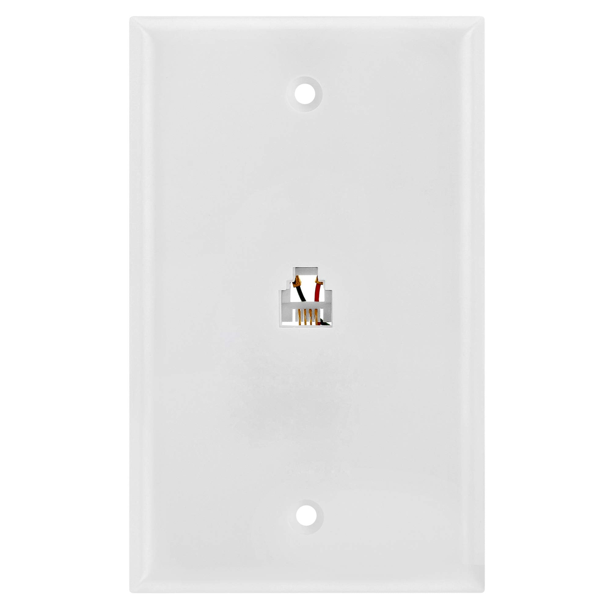 Cmple   Single Rj11 Connector With 4 Conductors Phone Wall Plate Jack 6P4C Telephone Single Jack Wallplate With Screws