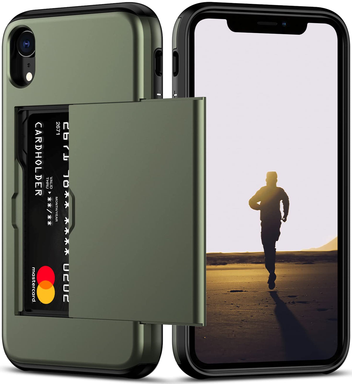 Nvollnoe For Iphone Xr Case With Card Holder Heavy Duty Protective Dual Layer Shockproof Hidden Card Slot Slim Wallet Case For I