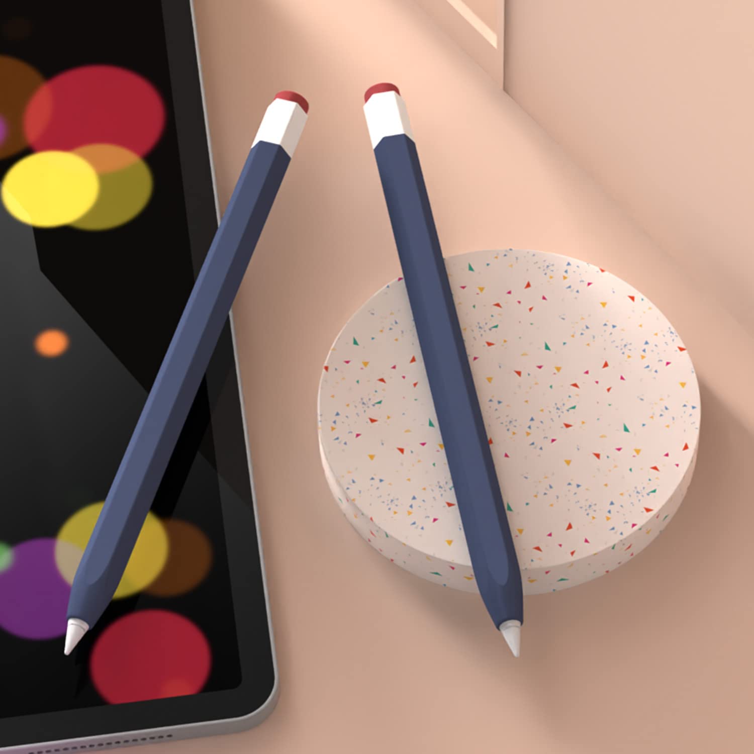 LOVE MEI Silicone Pencil Case Compatible Apple Pencil 1st Gen Non-Slip Smooth Grip Navy Blue