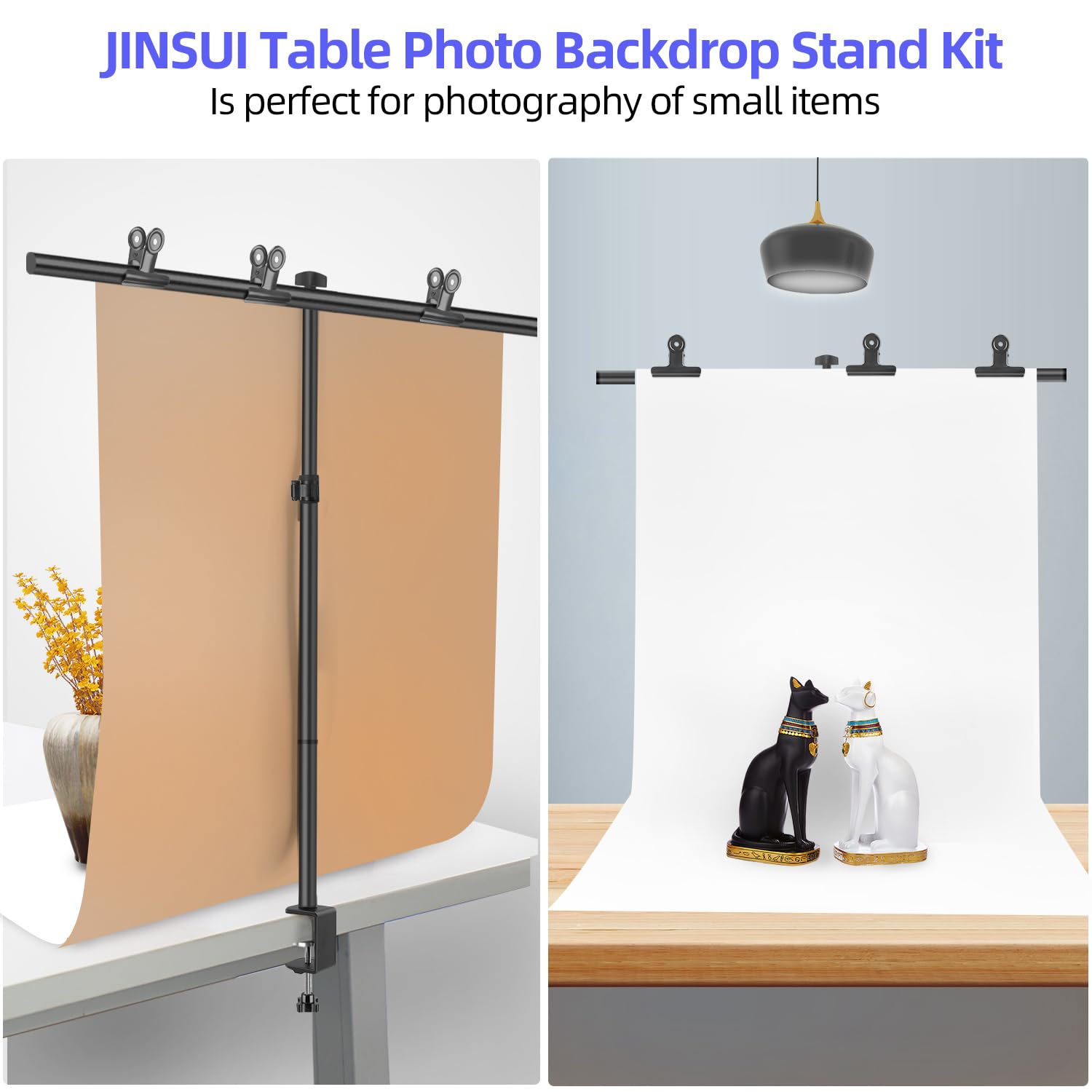 Jinsui Small Backdrop Stand 2.5X3Ft, Adjustable Photo Backdrop Stand Kit With 3 Clamps, Portable Background Stand Support For Ph