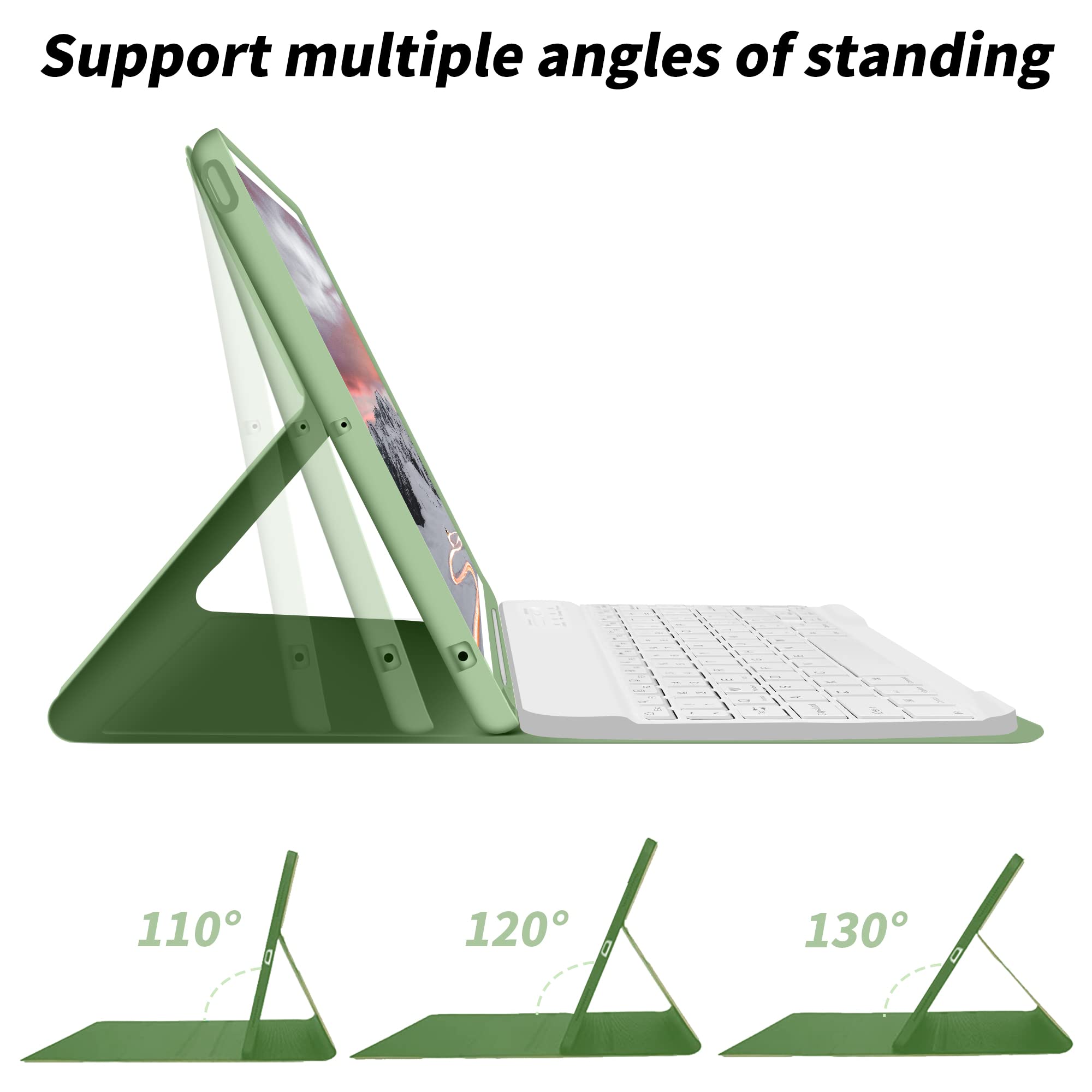 Aoub Keyboard Case For Ipad 9Th Generation 2021/8Th Gen 2020/7Th Gen 2019 10.2 Inch, Detachable Wireless Bluetooth Keyboard, Sta