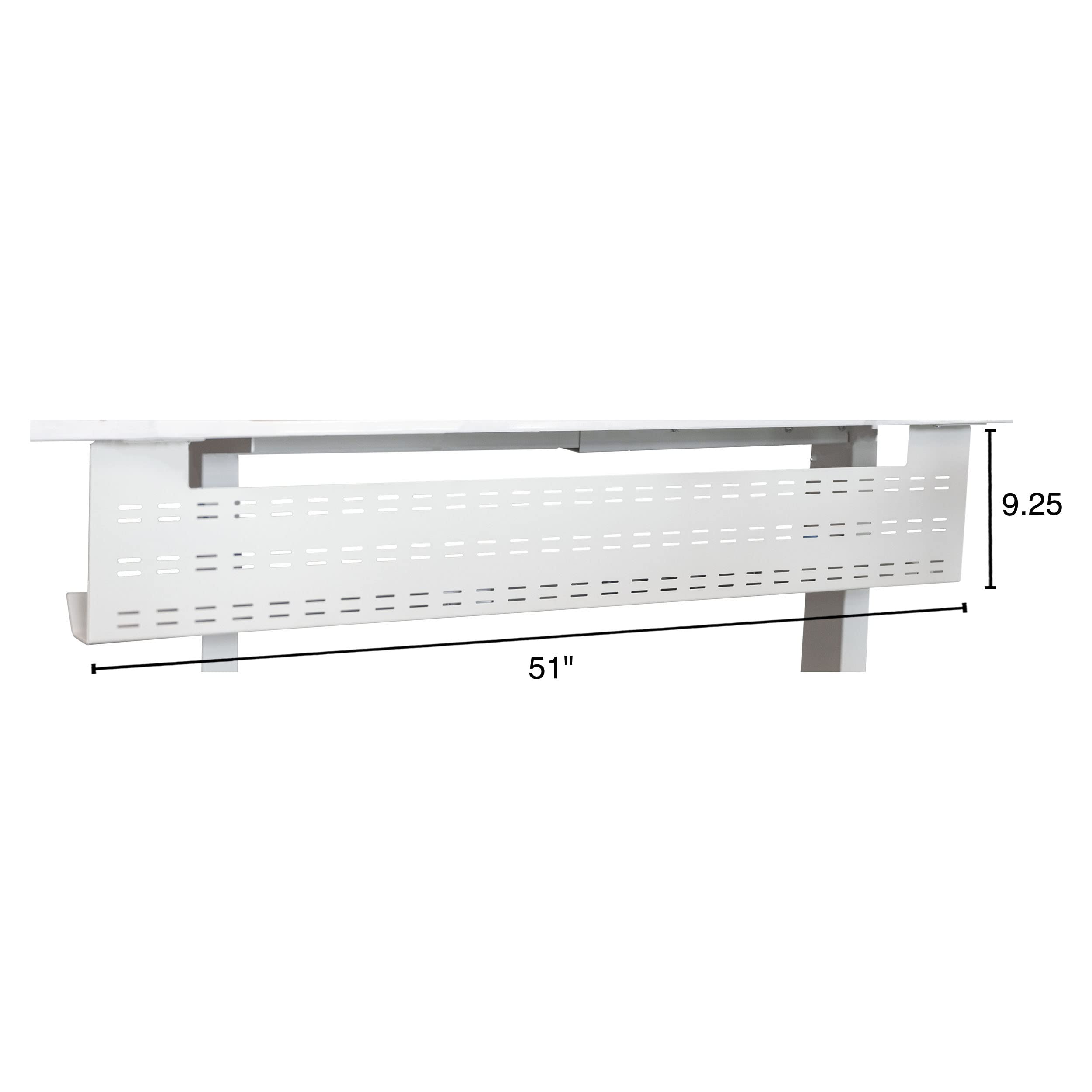 Stand Up Desk Store Under Desk Cable Management Tray Black Horizontal Computer Cord Raceway And Modesty Panel (White, 51)