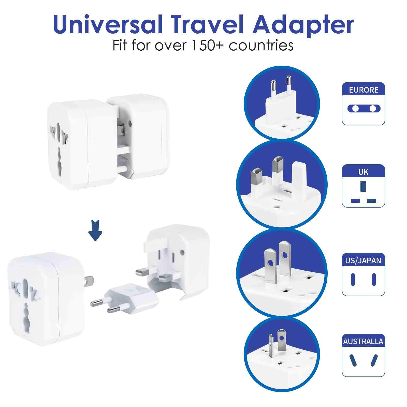Brillirare 2 Pack Travel Plug Adapter International, Universal Power Adapter Worldwide, All In One Travel Essentials Perfect For