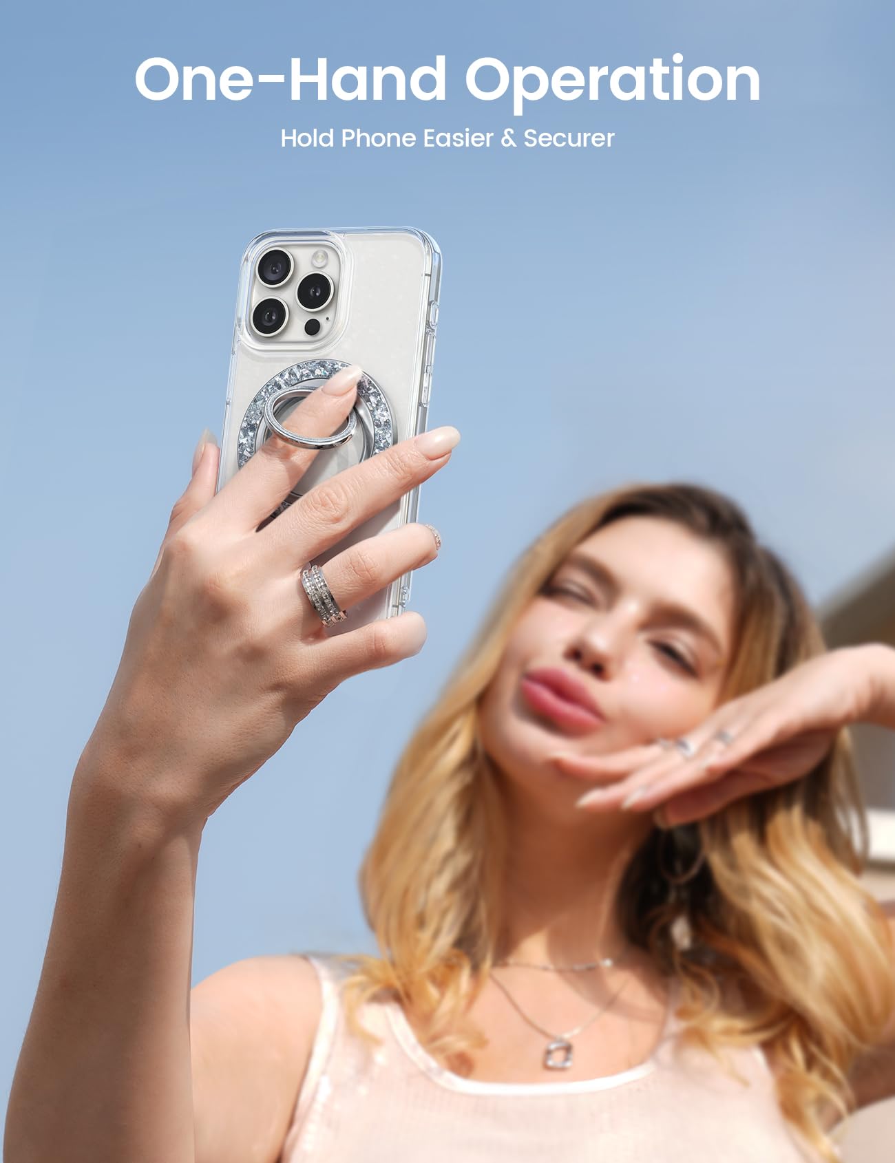 Lamicall Magnetic Phone Ring For Magsafe Grip   2024 [Super Magnet] Stylish Twinkle Ring Holder Stand With [Upgrade Gear Hinge],