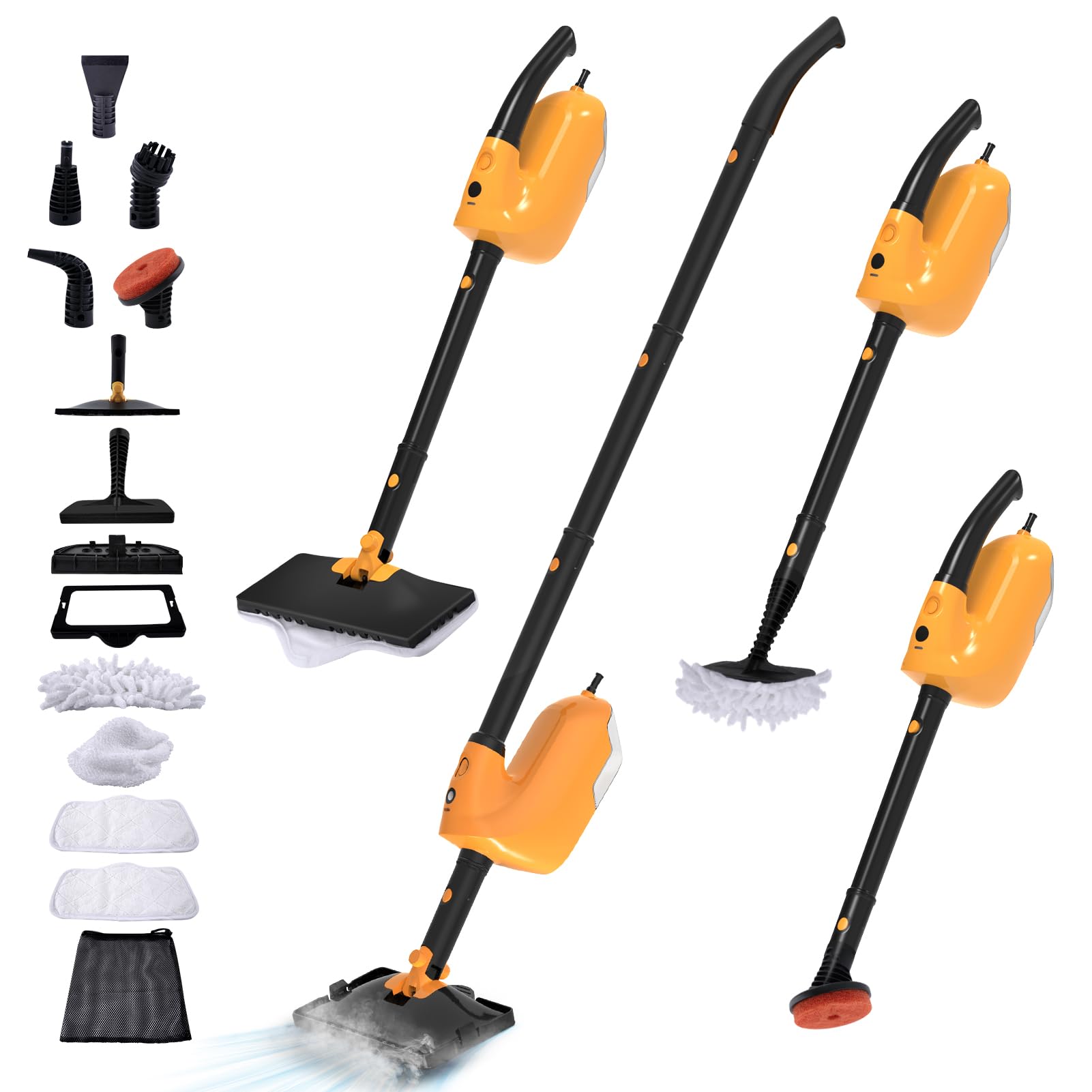 Allinone Steam Mop Floor Cleaning with 23FT Cord, 12OZ Removable Tank