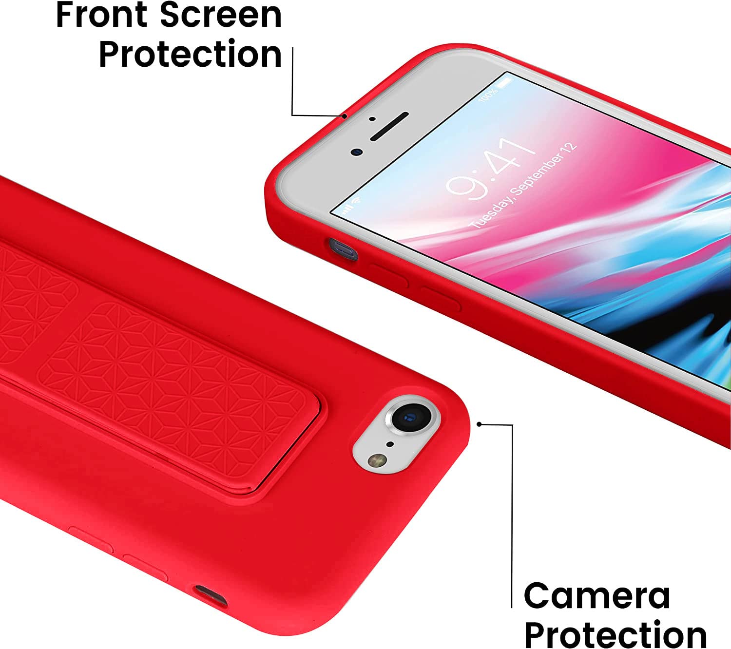 Laudtec Soft Silicone Kickstand Case Compatible With Iphone Se 2022/2020 Case,For Iphone 8 Case,For Iphone 7 Case Vertical And H