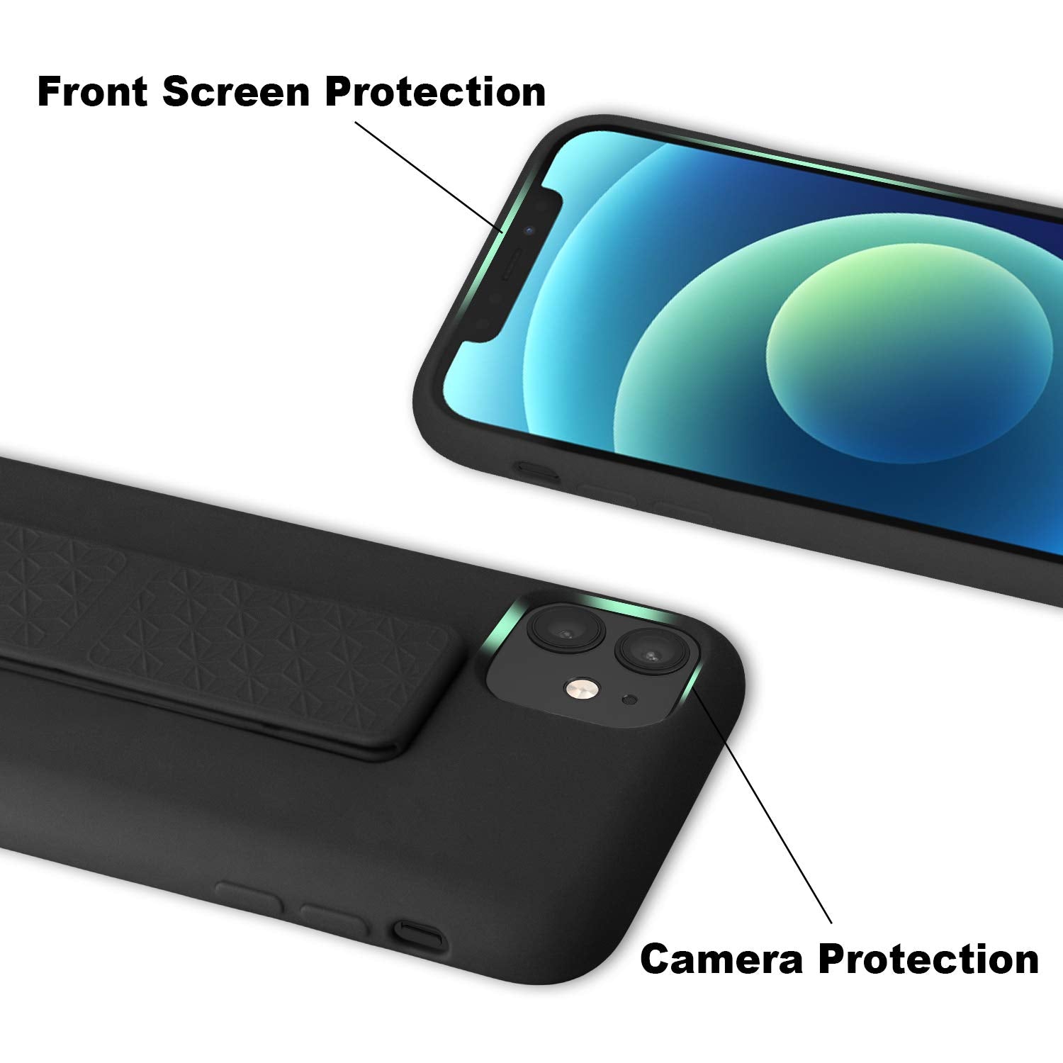 Laudtec Silicone Kickstand Case Compatible With Iphone 11 Case Vertical And Horizontal Stand Hand Strap Metal Kickstand, Flexibl