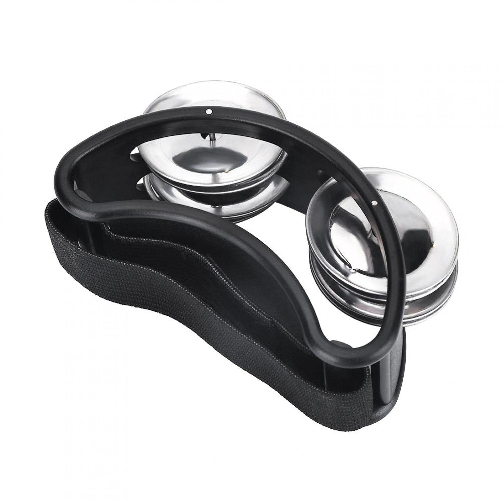 Foot Tambourine, with 2 Sets of Metal Jingle Bells Percussion Instrument Toy Metal Foot Tambourine, for Children Kids Home(Black