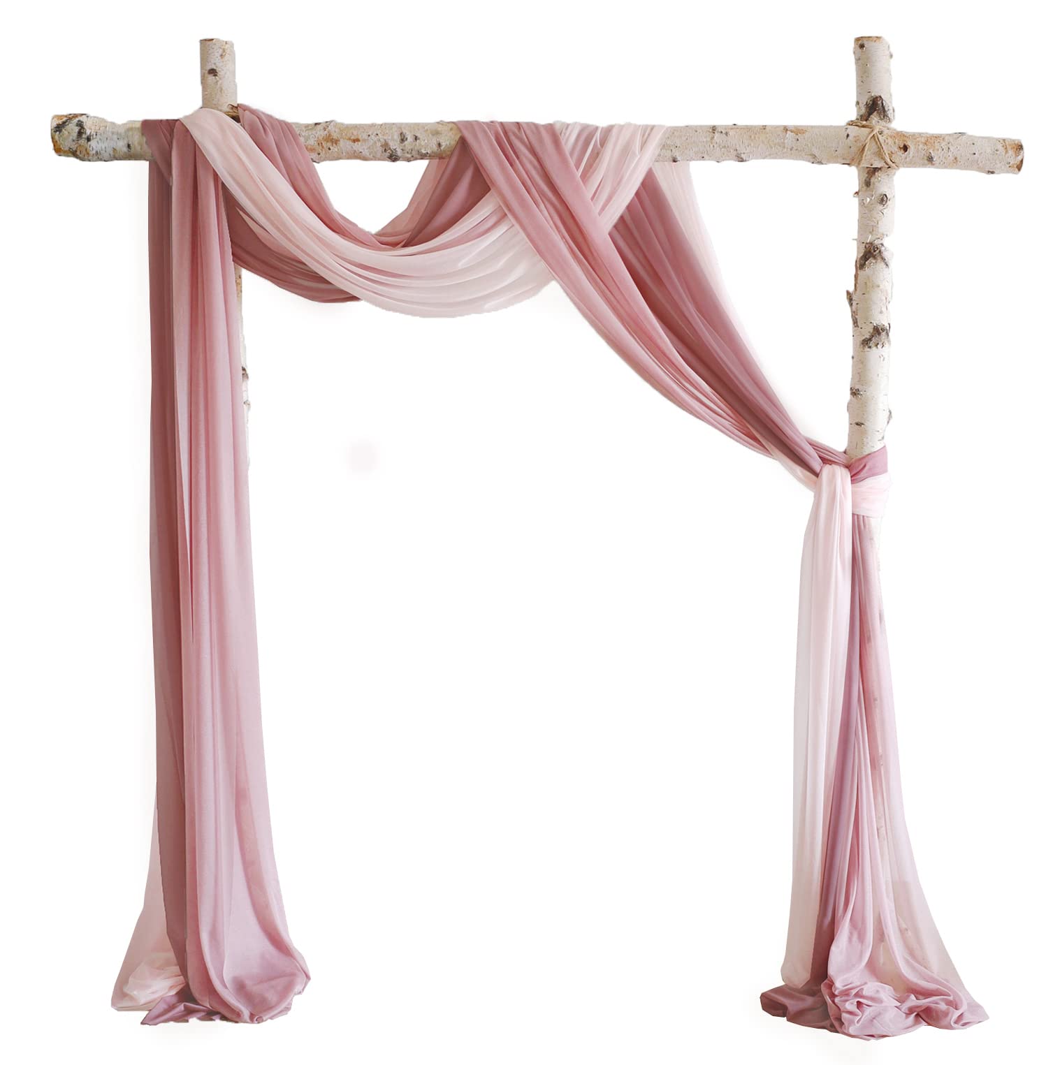 Lookein Arch Drapes For Wedding Party Reception Backdrop Wedding Arbor, 3 Panels 30'' Wide 6.5 Yards, Blush& Dusty Rose& Mauve