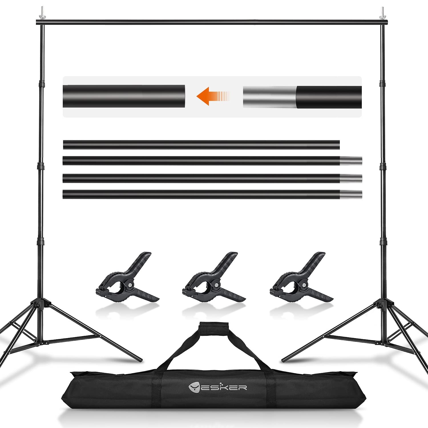 Yesker 8.5X10Ft Background Stand Backdrop Support System Kit Photo Video Studio Adjustable Backdrop Stand For Photoshoot Photogr