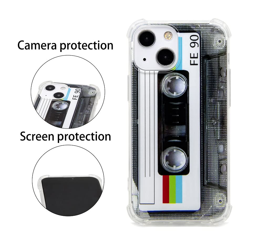 Fateamll Case For Iphone 13 Mini, Matte Finish Heavy Duty Soft Back Cover With Reinforced Corners Tpu Soft Bumper Retro Cassette