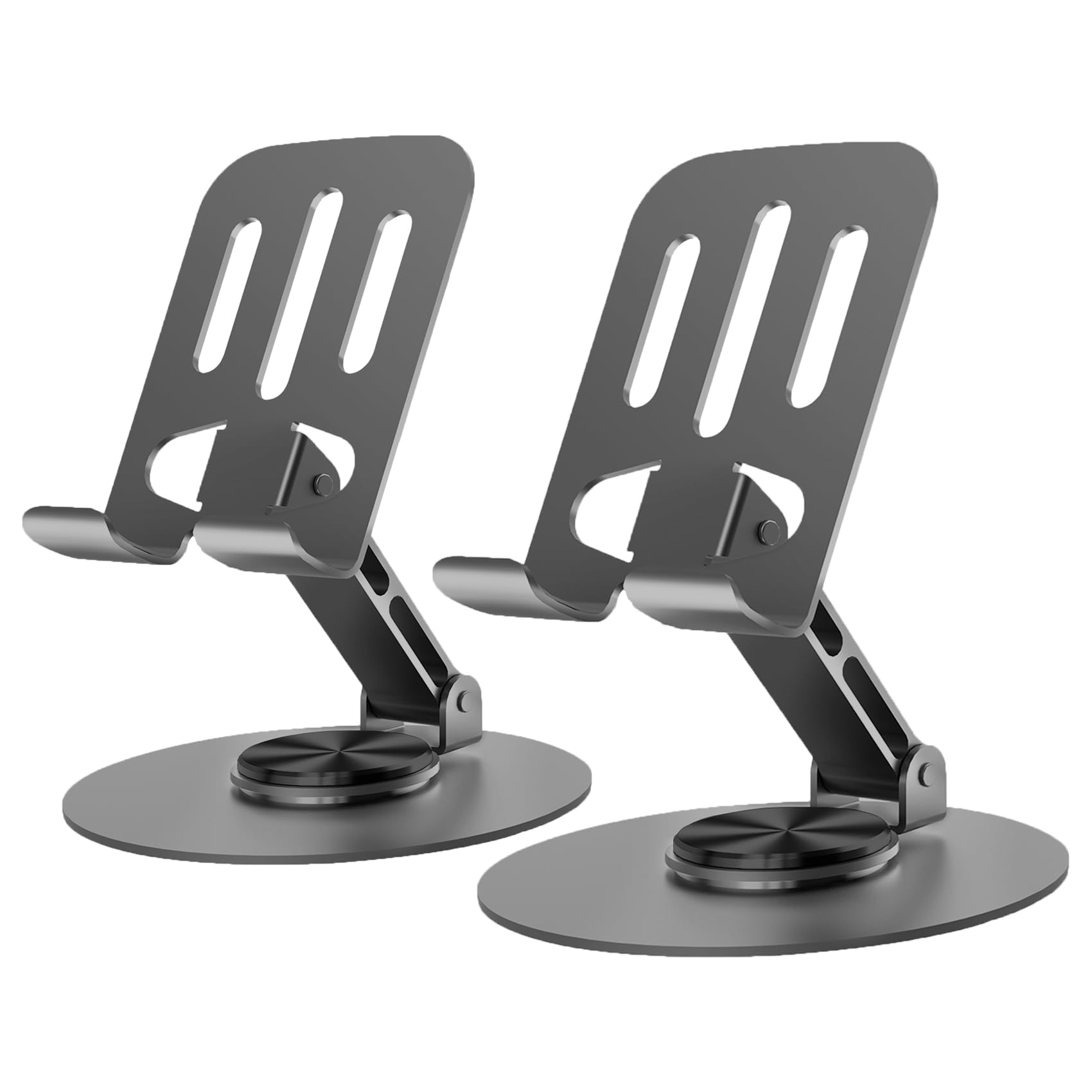 Lusosh 2PCS Cell Phone Stand, Multi-Angel Adjustable 360 Rotation Non-Slip Metal Phone Stand Compatible with iPone Android Smart