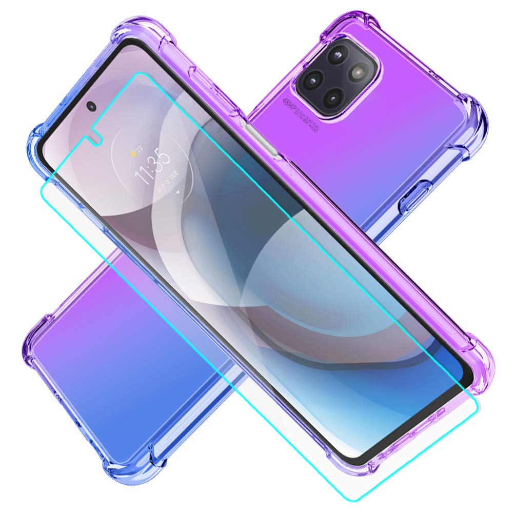 Hnhygete For Motorola One 5G Ace Case, Motorola One 5G Ace Phone Case, Transparent Shockproof Slim Two Color Soft Tpu Protection