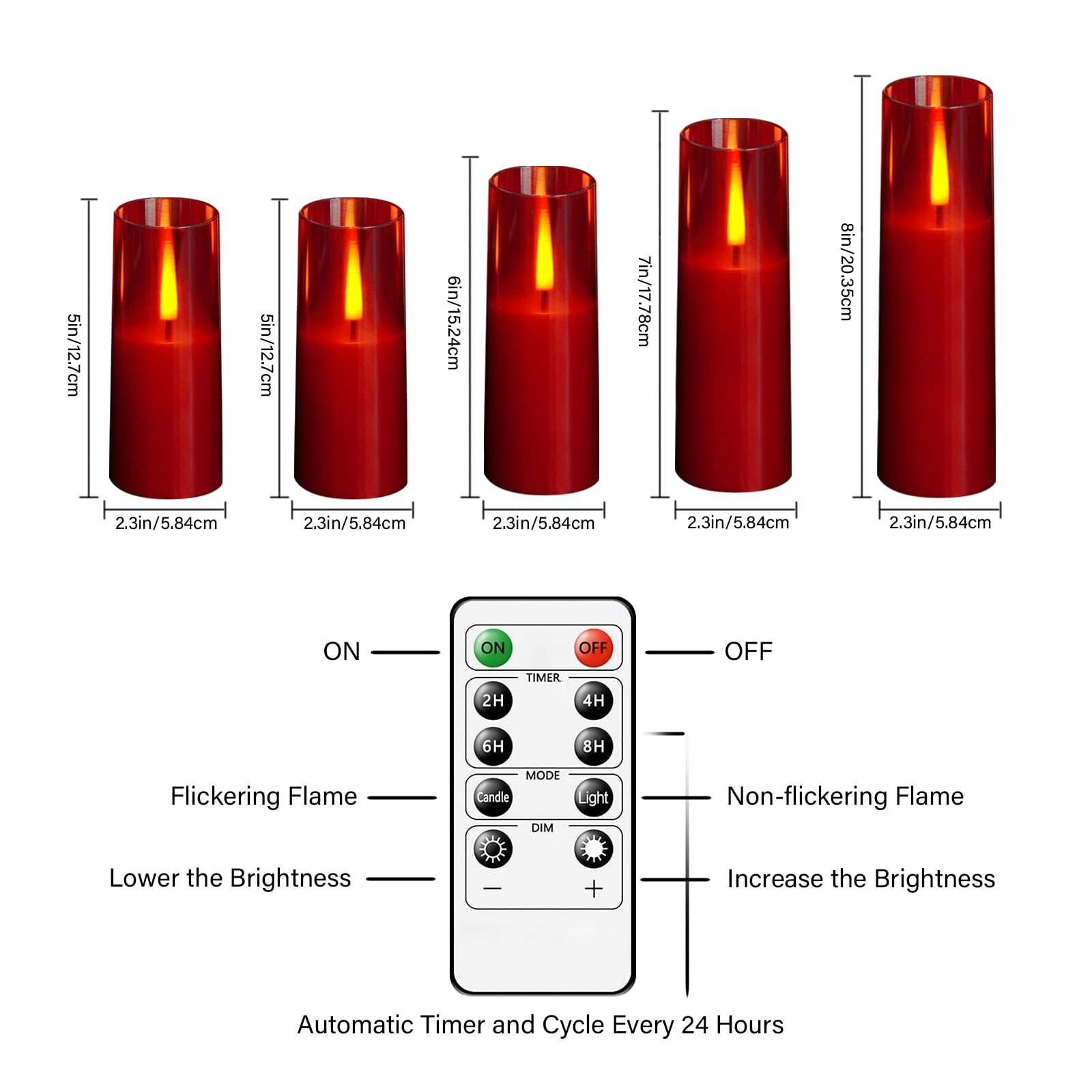 Thorbling Flameless Led Candles, Upgraded Realistic 5 Pcs Flickering Flame Pillar Candles, Battery Operated Candles With Remote