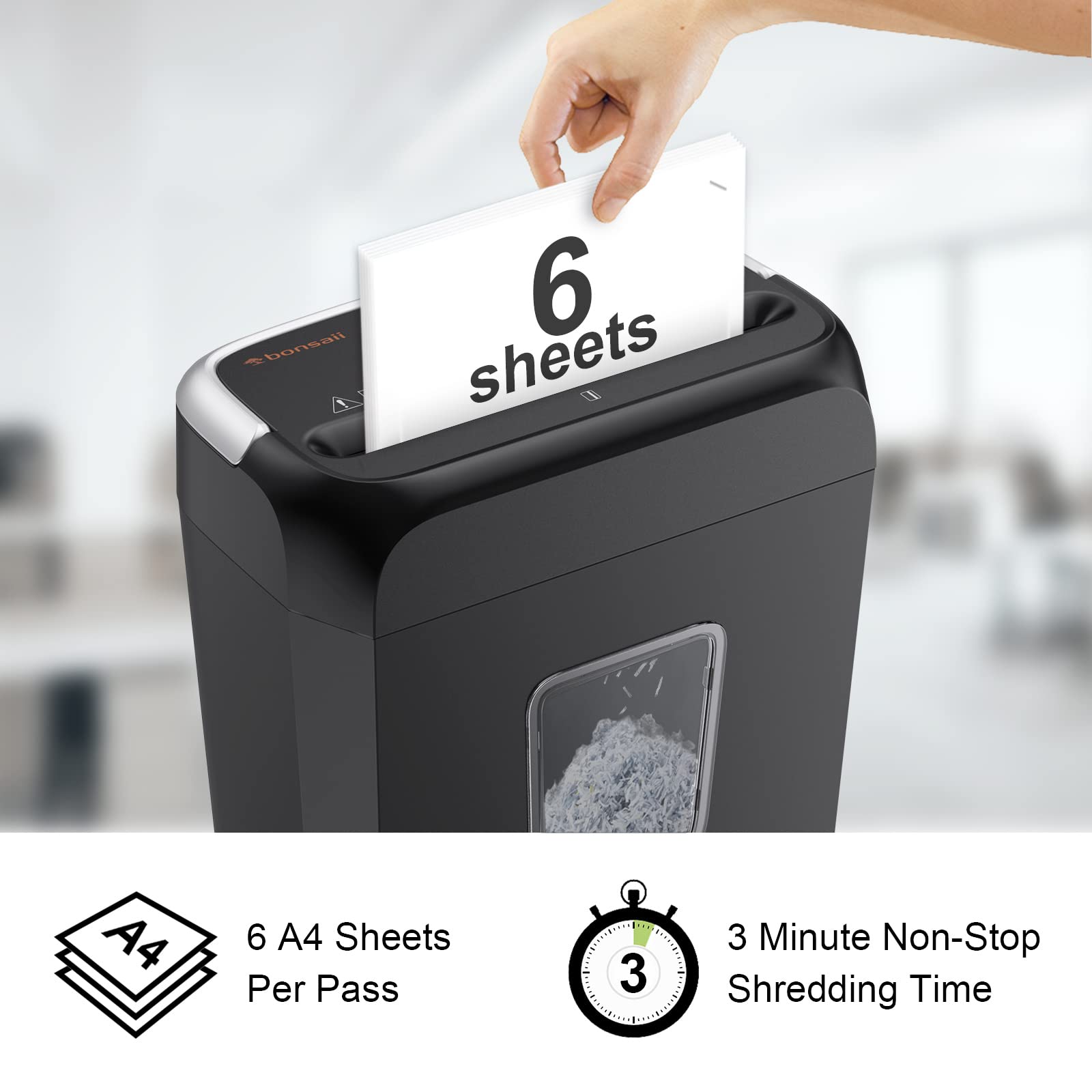 Bonsaii Paper Shredder, 5 6 Sheet Crosscut Shredder For Home Use, 3.4 Gals Wastebasket