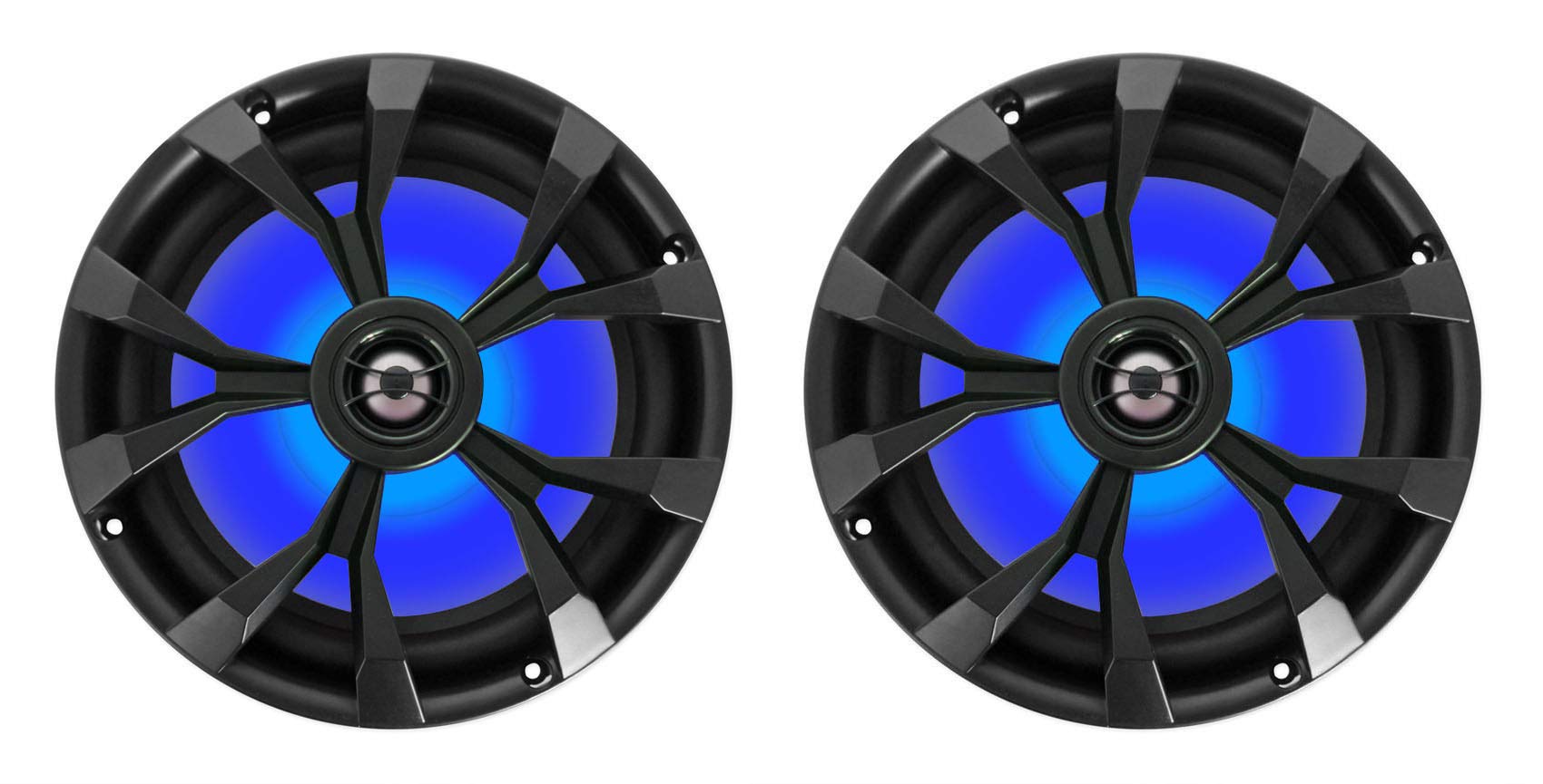 Pair Rockville Rkl80Mb 8'' 900 Watt Black 2 Way Marine Boat Speakers W/Led'S