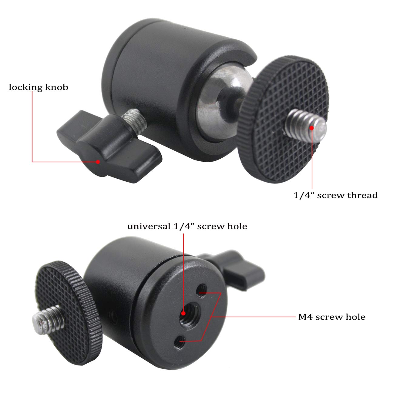 Exmax 360 Degree Swivel Mini Tripod Ball Head With 1/4    Screw Thread Base For Dslr Camera Camcorder Led Light Tripod Monopod B