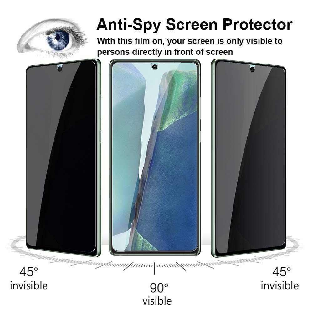 [2 Pack] Note 20 Privacy Screen Protector Anti Spy, Lywhl Tempered Glass Screen Protector For Samsung Galaxy Note 20, Black 9H H