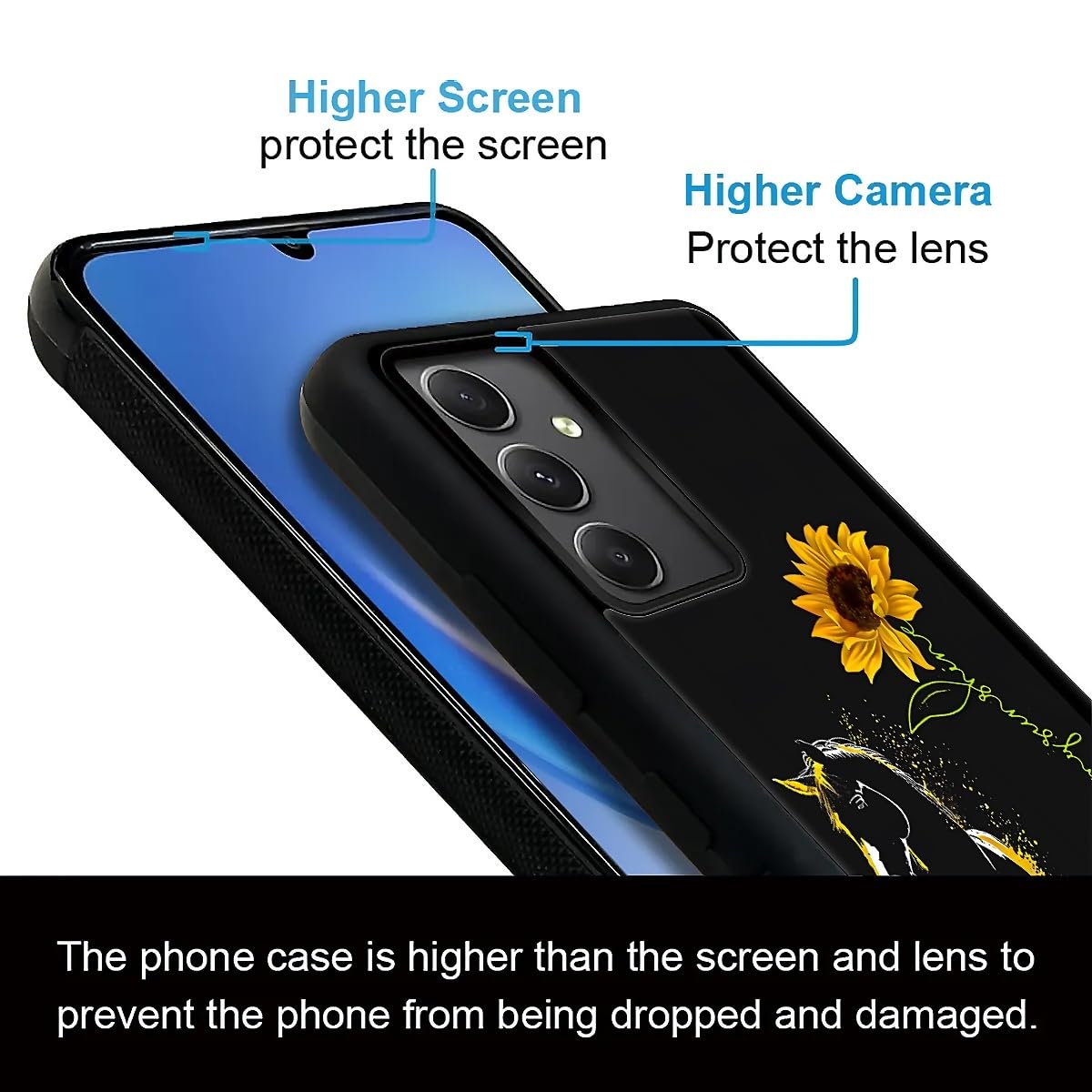 Fkbrcl4U For Samsung Galaxy A54 5G Case, Horse Sunflower Yellow Sunshine Pattern Graphic Design Girl Boy Soft Silicone Hard Acry