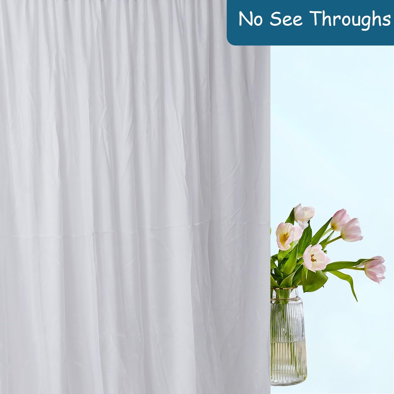 Urby Two Layers Backdrop Made With One Piece Chiffon Tulle & Polyester For Professional Extra Wide Blackout Curtains (White, 20